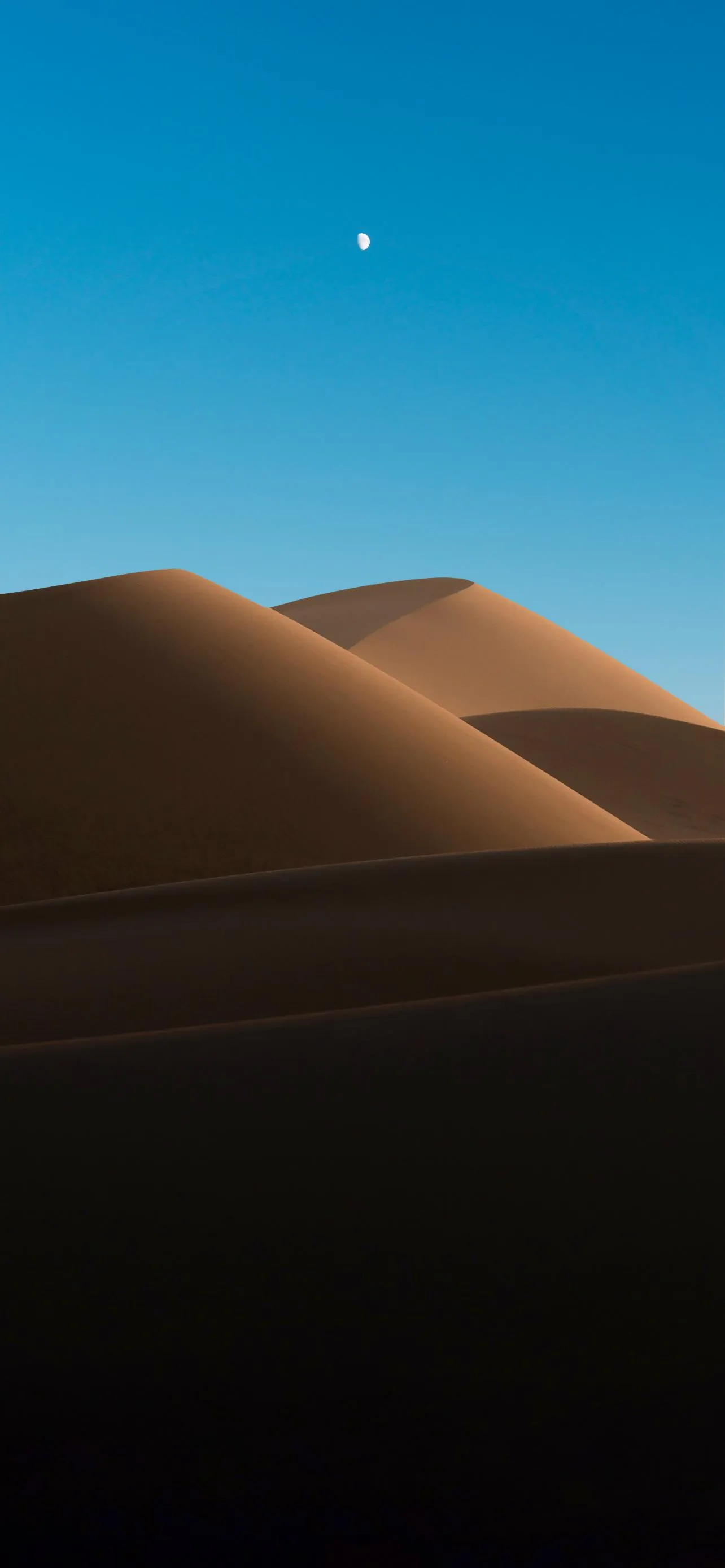 Golden Sand Dunes Under Clear Blue Desert Sky Wallpaper