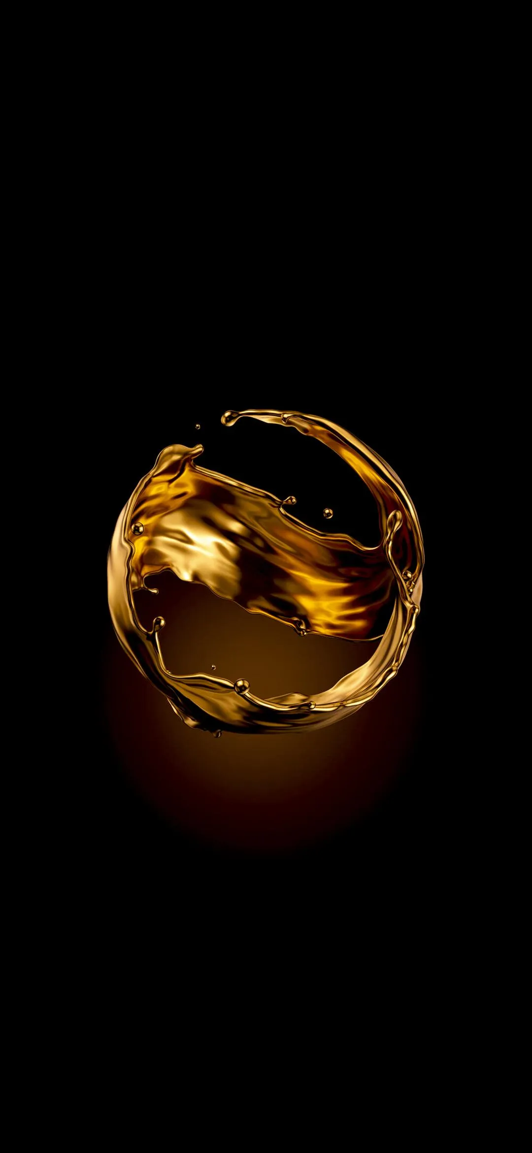 Golden Sphere Reflecting Light in Dark Space Wallpaper