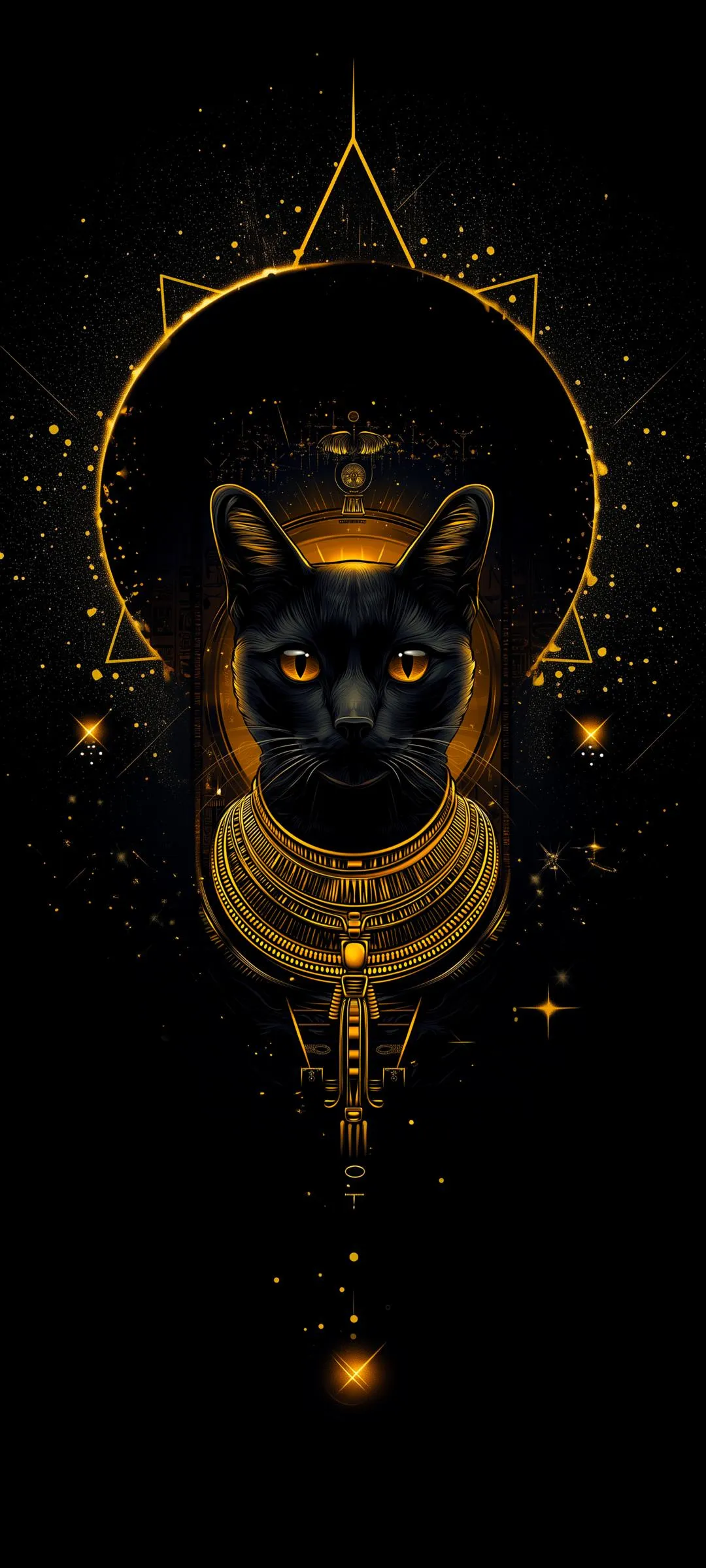 Golden Spiritual Cat with Mystical Cosmic Energy Glow