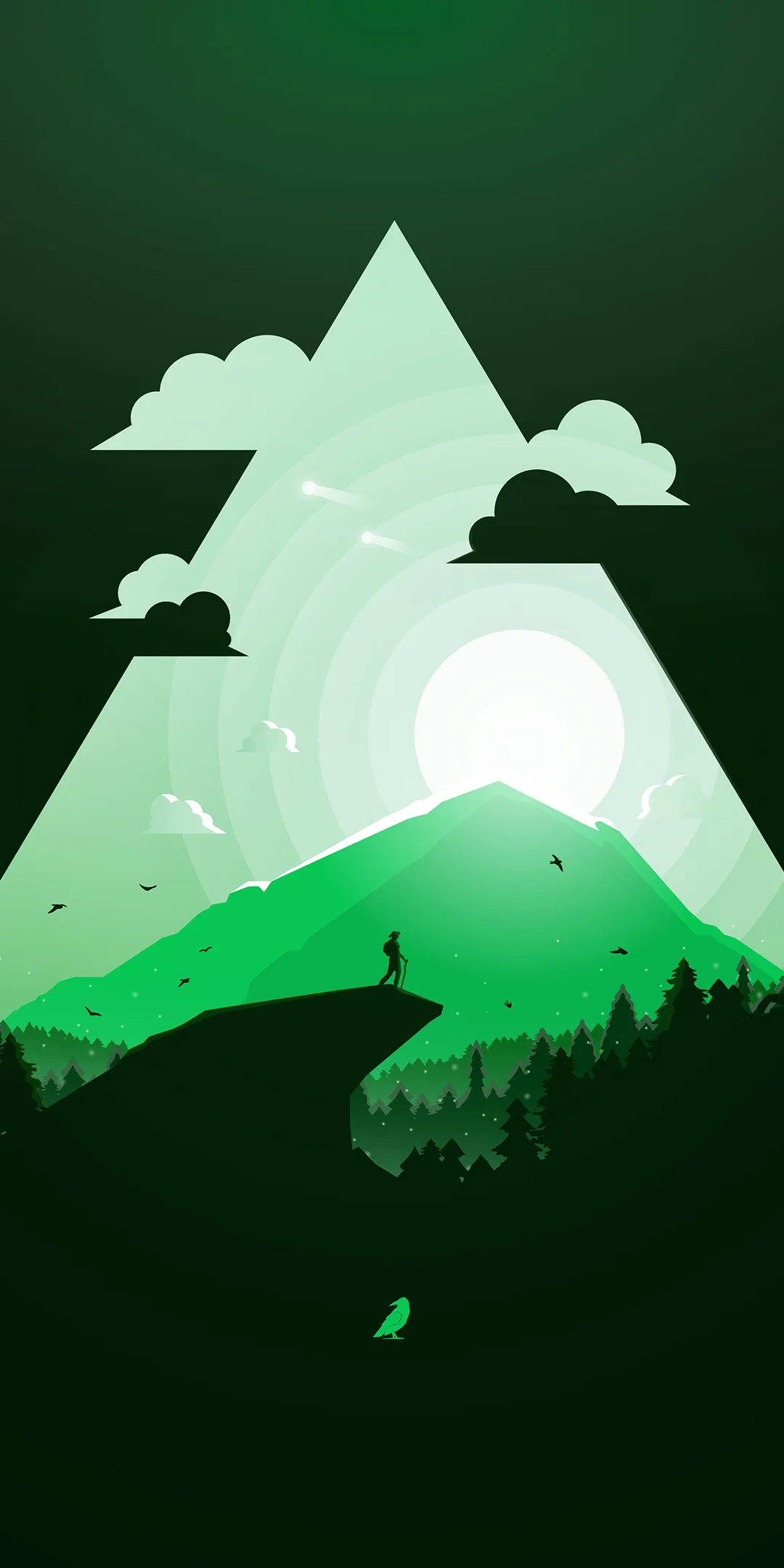 Green Abstract Mountain Scenery for Pixel 9 Pro Wallpaper