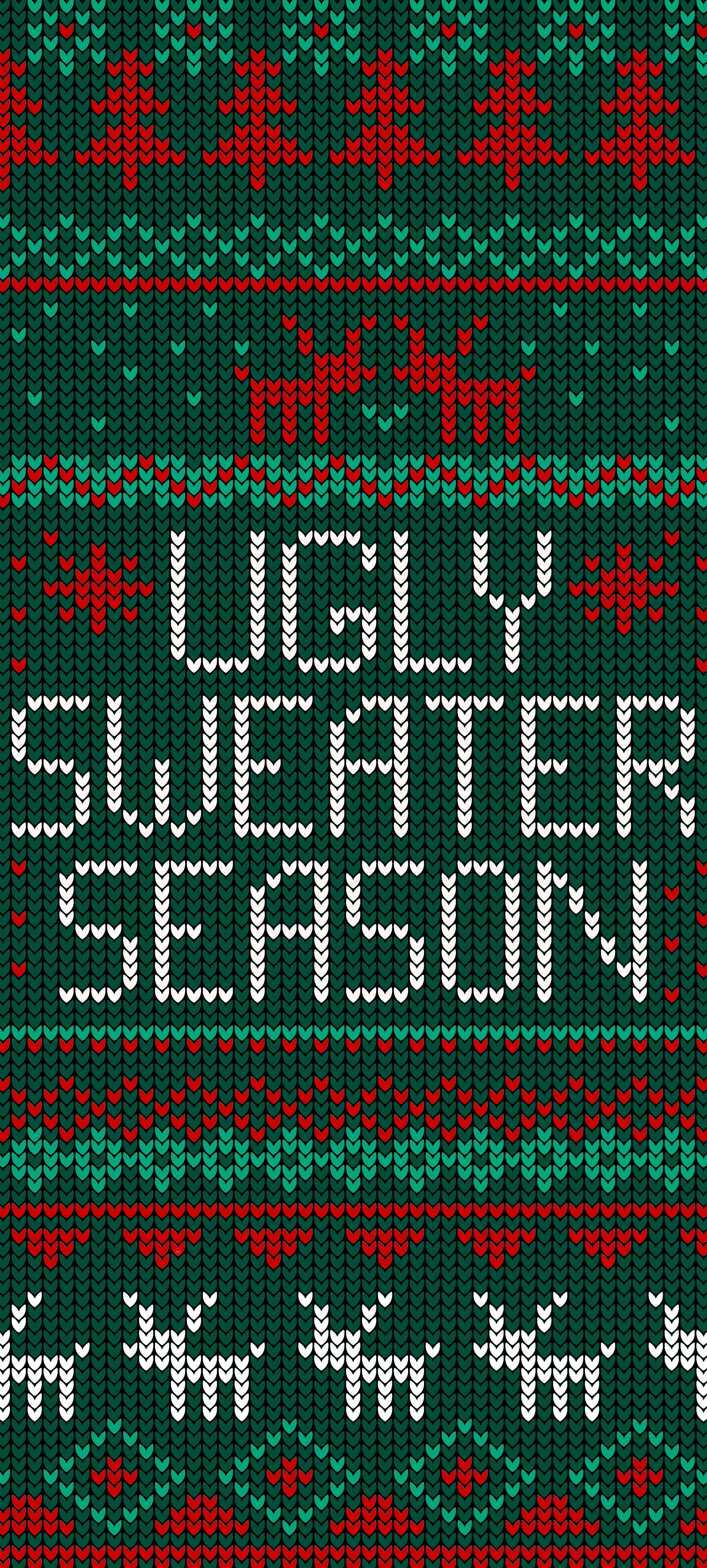 Green and Red Knitted Sweater Pattern for Holidays Wallpaper