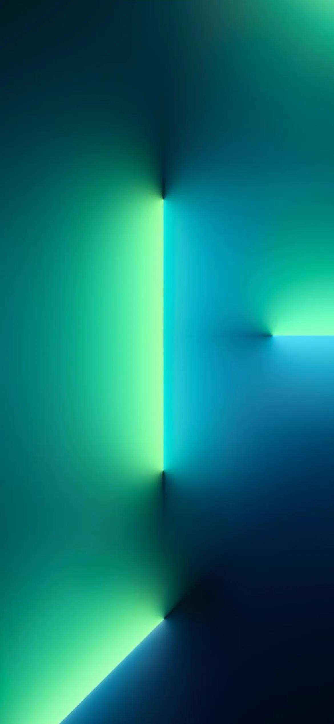 Green and Teal Light Rays Crossing Dark Surface Wallpaper