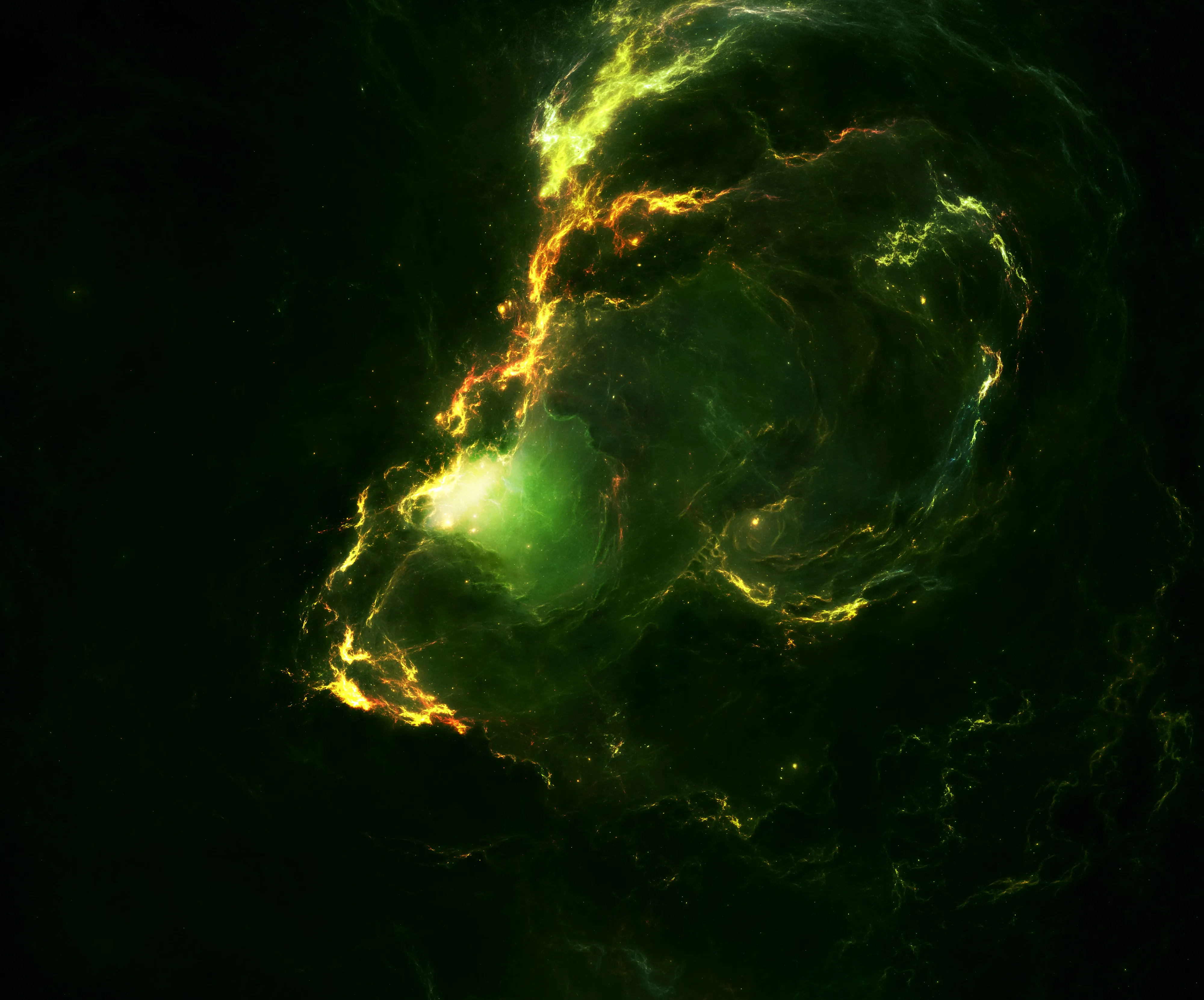 Green Glowing Energy Sphere on Black Background Wallpaper