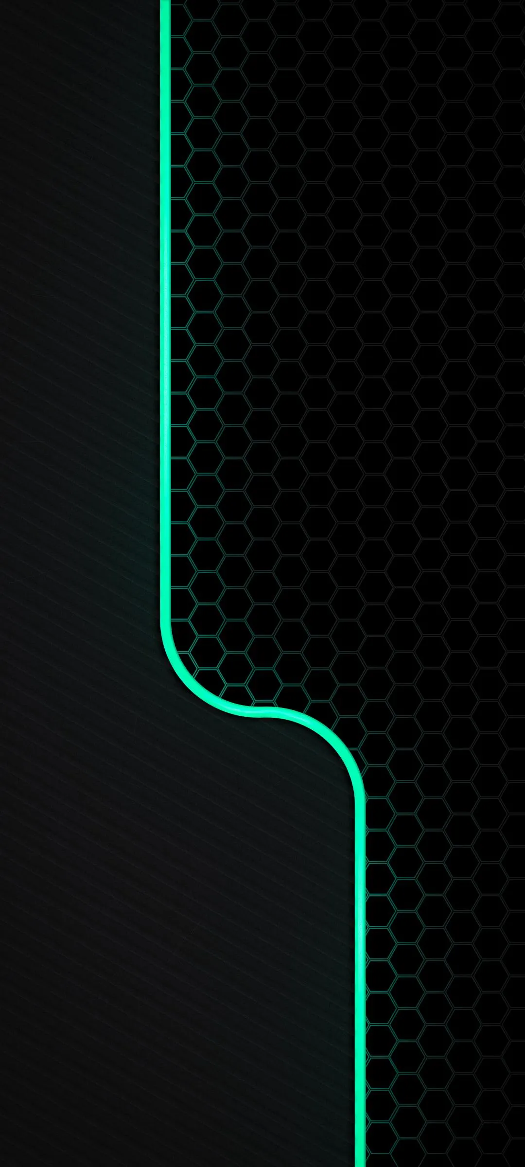Green Line Glow on Dark Futuristic Grid Pattern Wallpaper