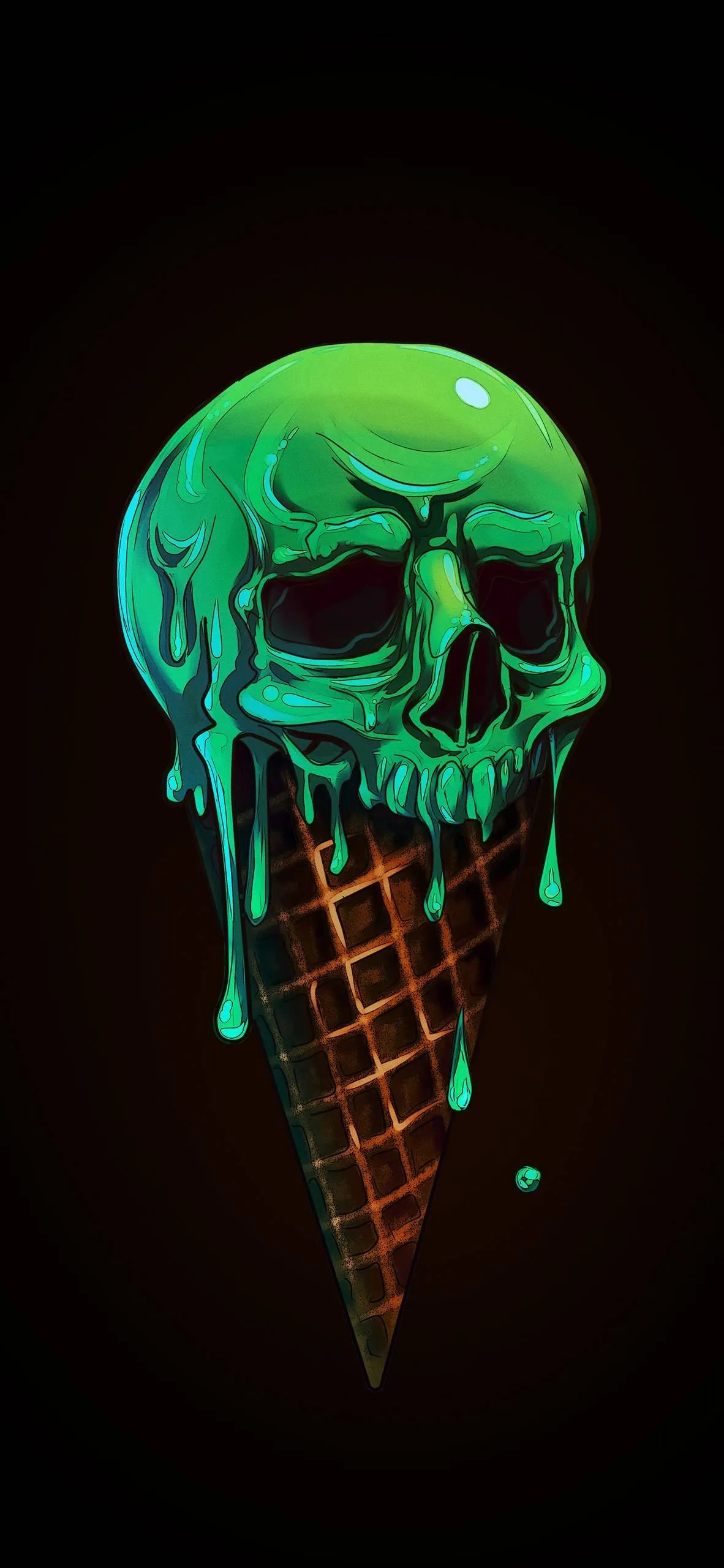 Green Skull Ice Cream Digital Art Mobile Wallpaper