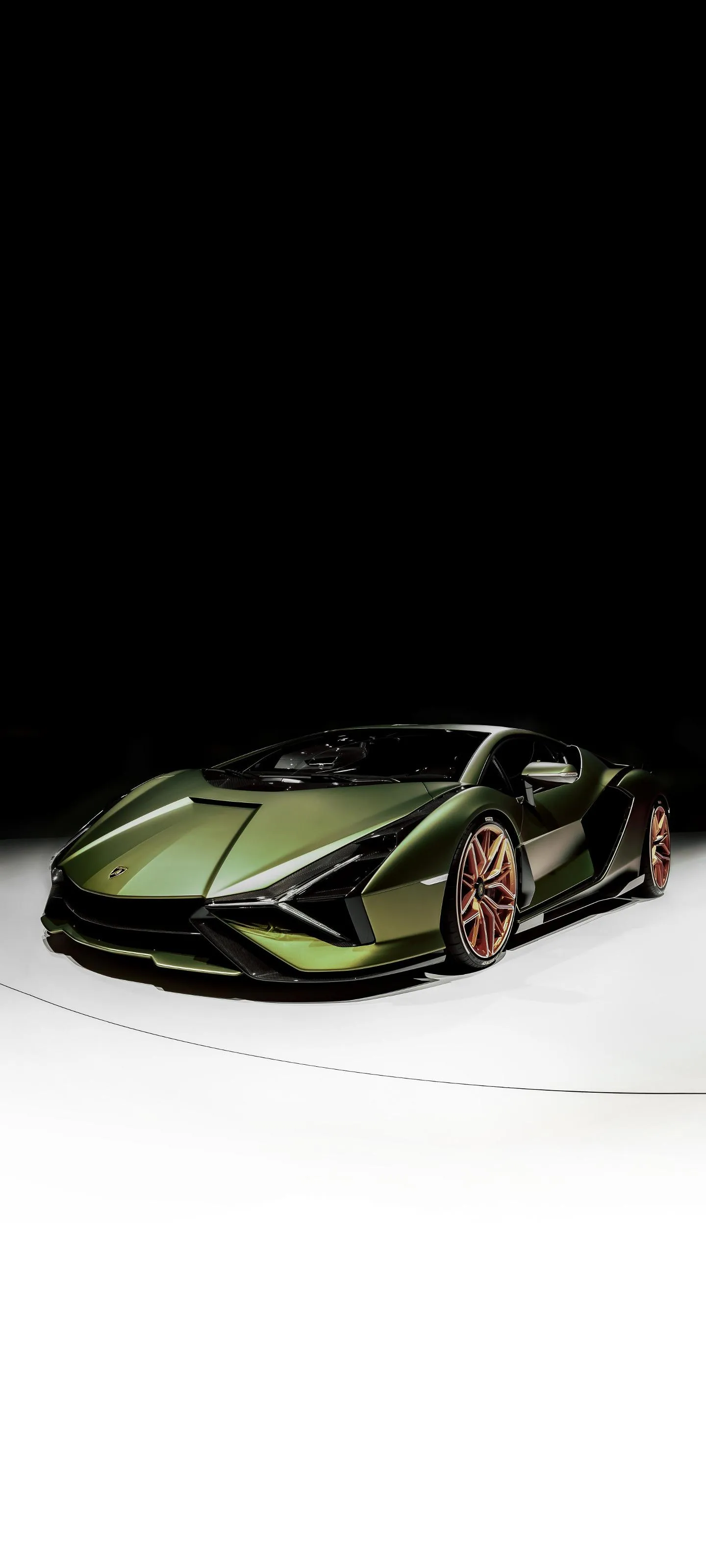 Green Supercar in Bright Modern Abstract Environment