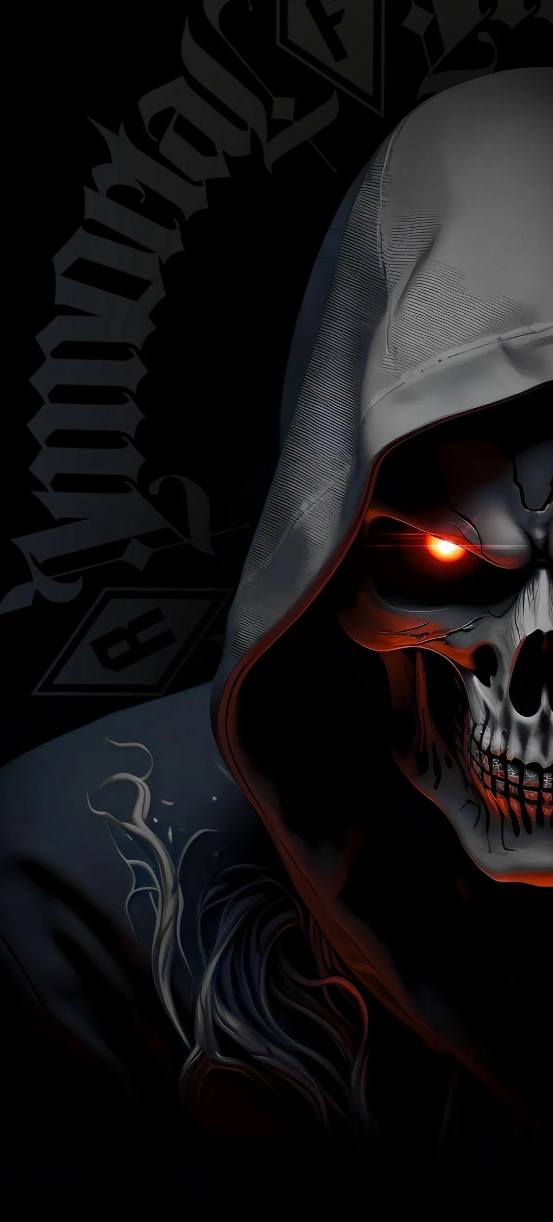 Grim Reaper Skull in Red Dark Horror Artwork Wallpaper