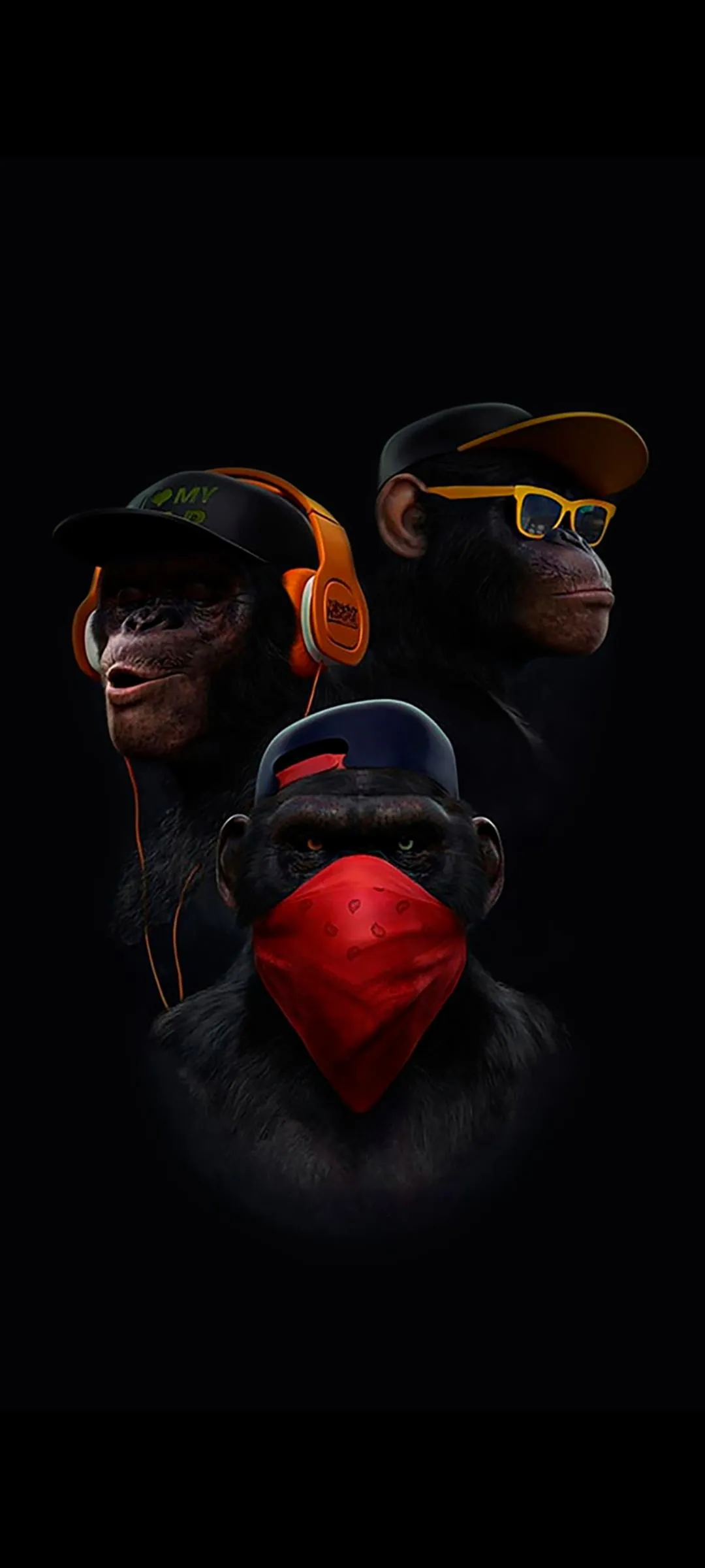 Group of Chimpanzee in Dark Cinematic Red Lighting Wallpaper