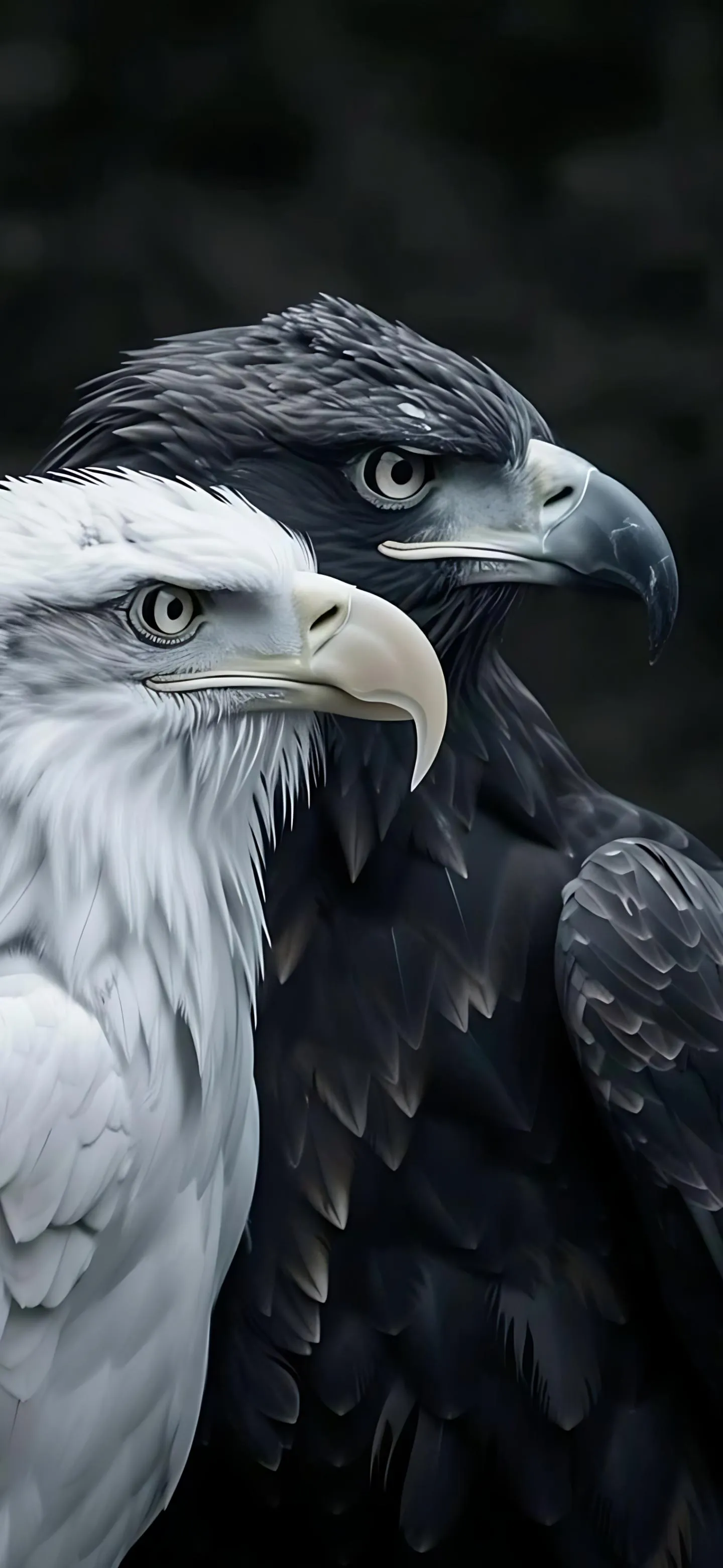Group of Eagles in Black and White Nature Portrait