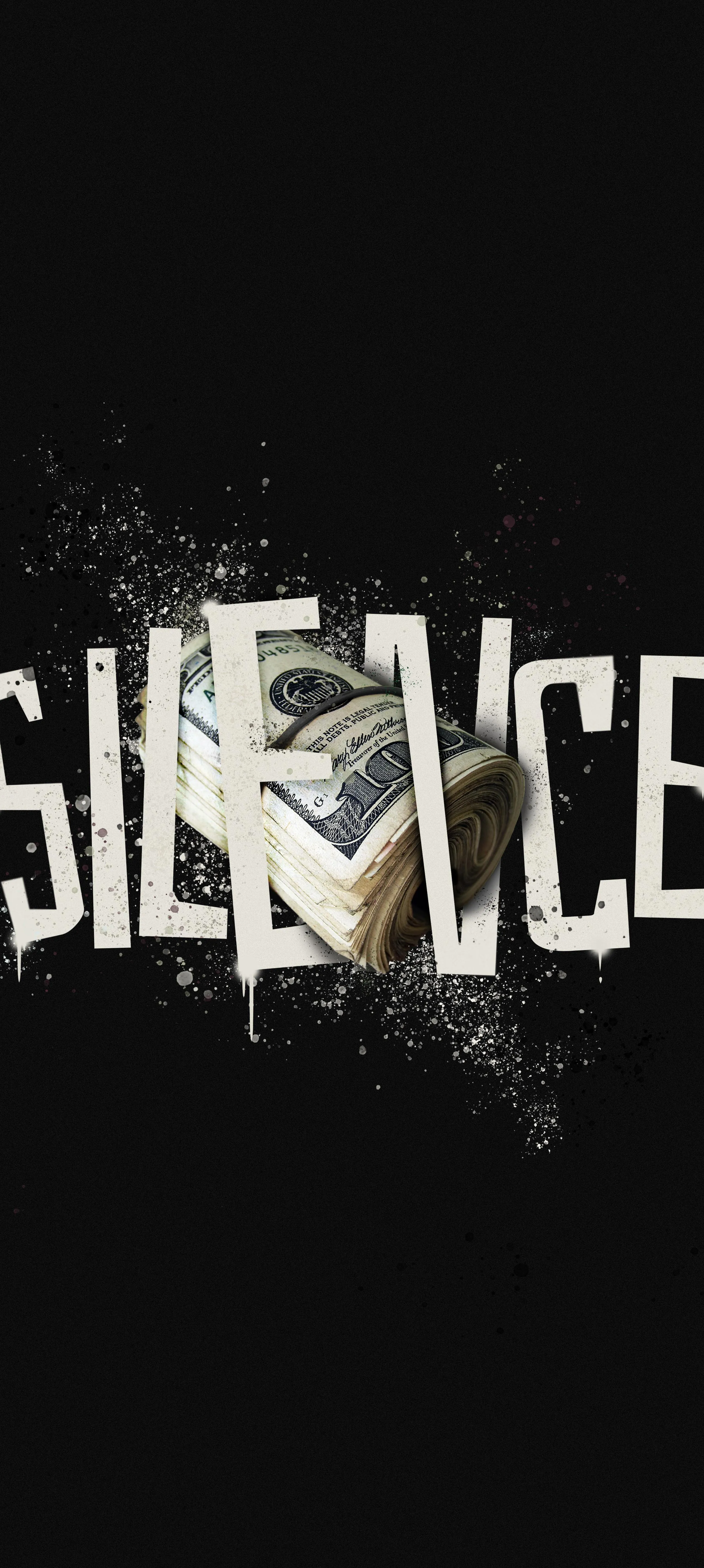 Grunge Style Silence Text with Cracked and Broken Lettering
