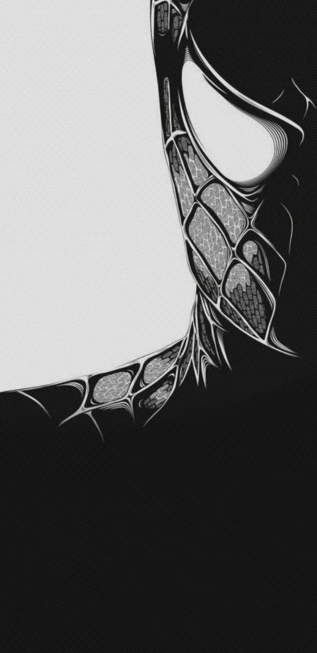 Half Face Black and White Spiderman Portrait Mobile Design