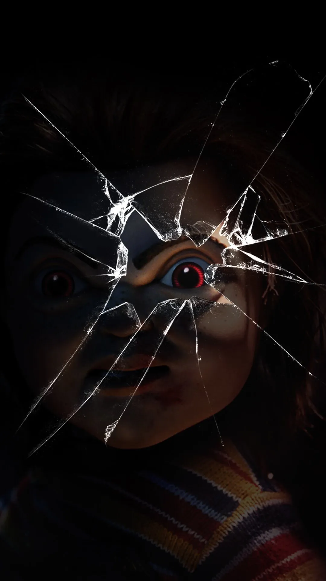 Haunted Doll with Cracked Glass and Dark Glare Wallpaper