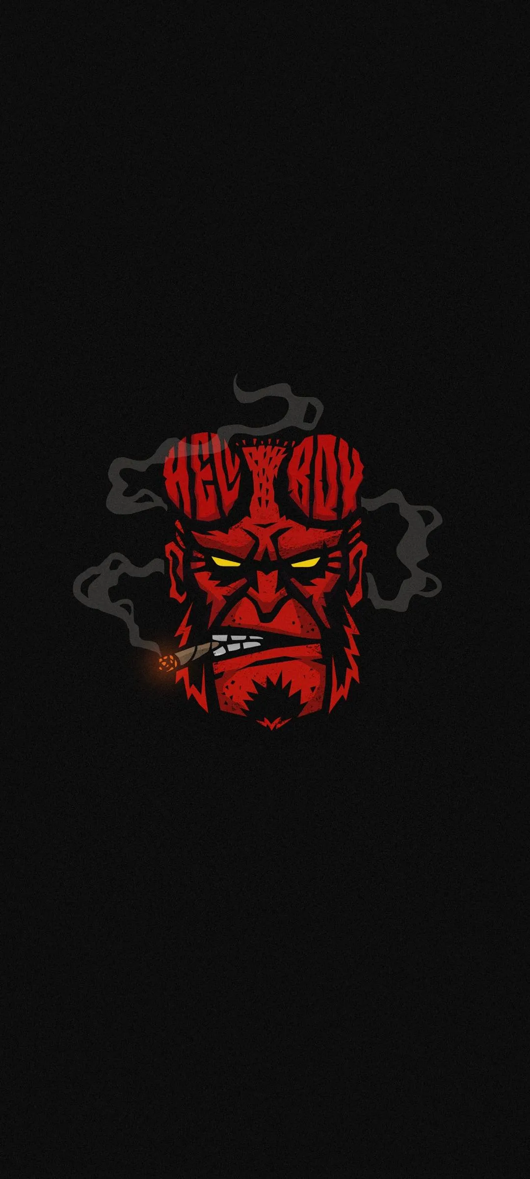 Hellboy Inspired Red Demon Face Smoking Cigar Art Wallpaper