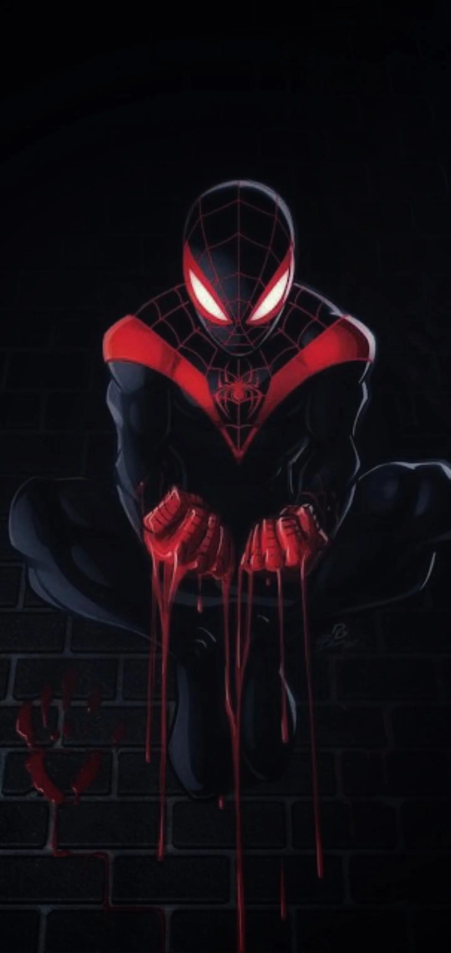 Hero in Red Armor Sitting under Dark Shadow Light Wallpaper