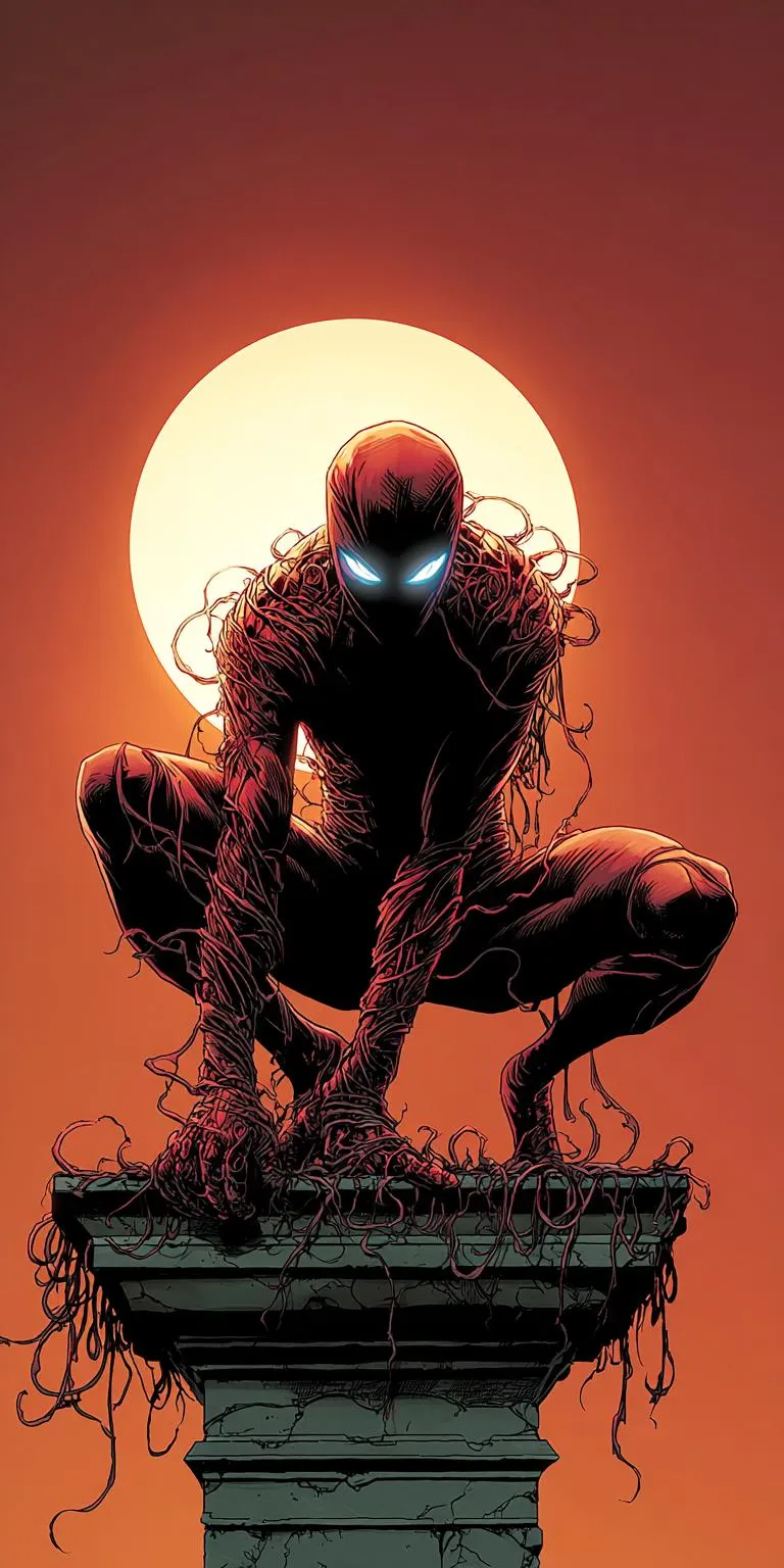 Hero Sitting at Sunset Artistic Comic Design Wallpaper