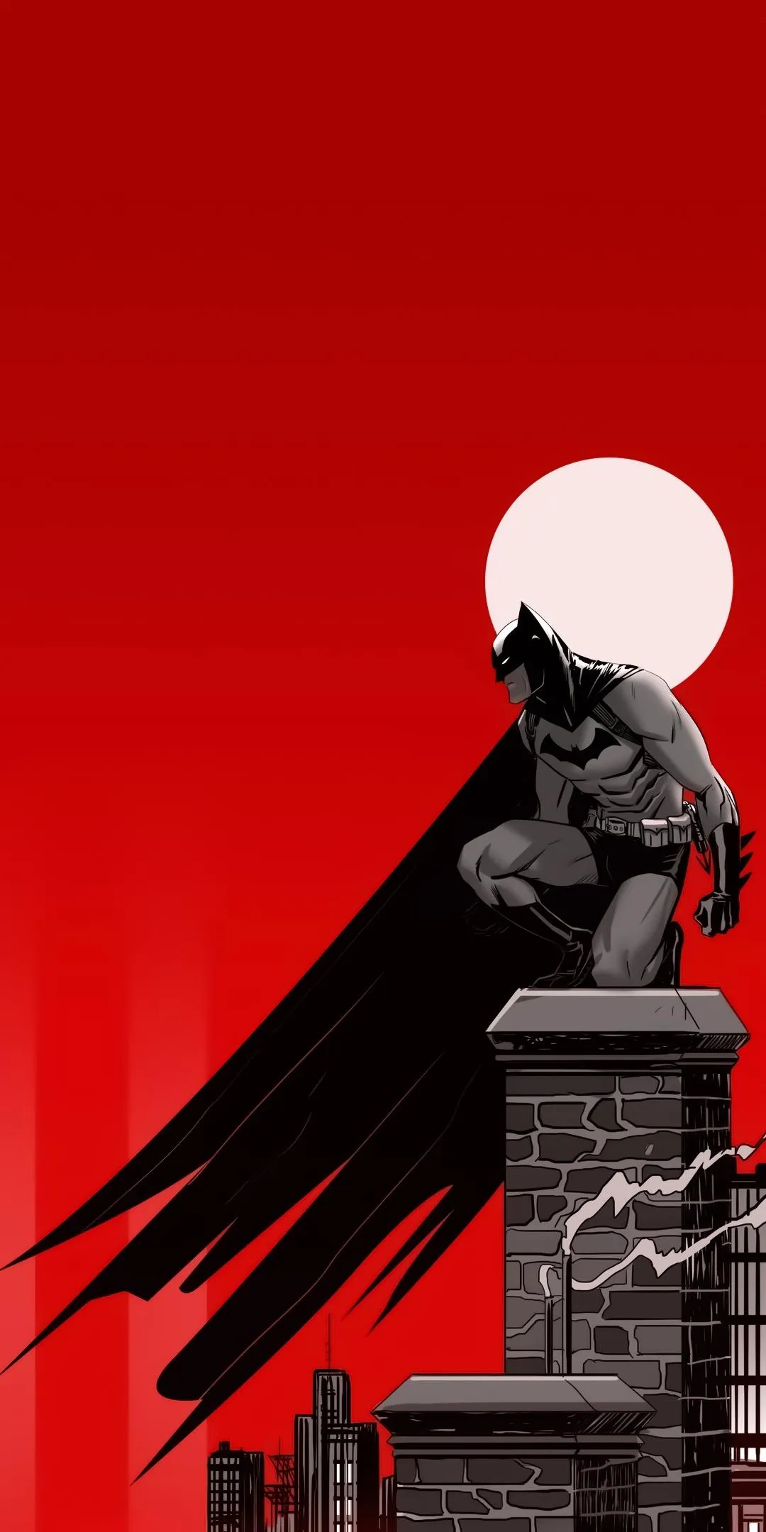 Heroic Figure Standing Against Blood Red Moon Sky Wallpaper