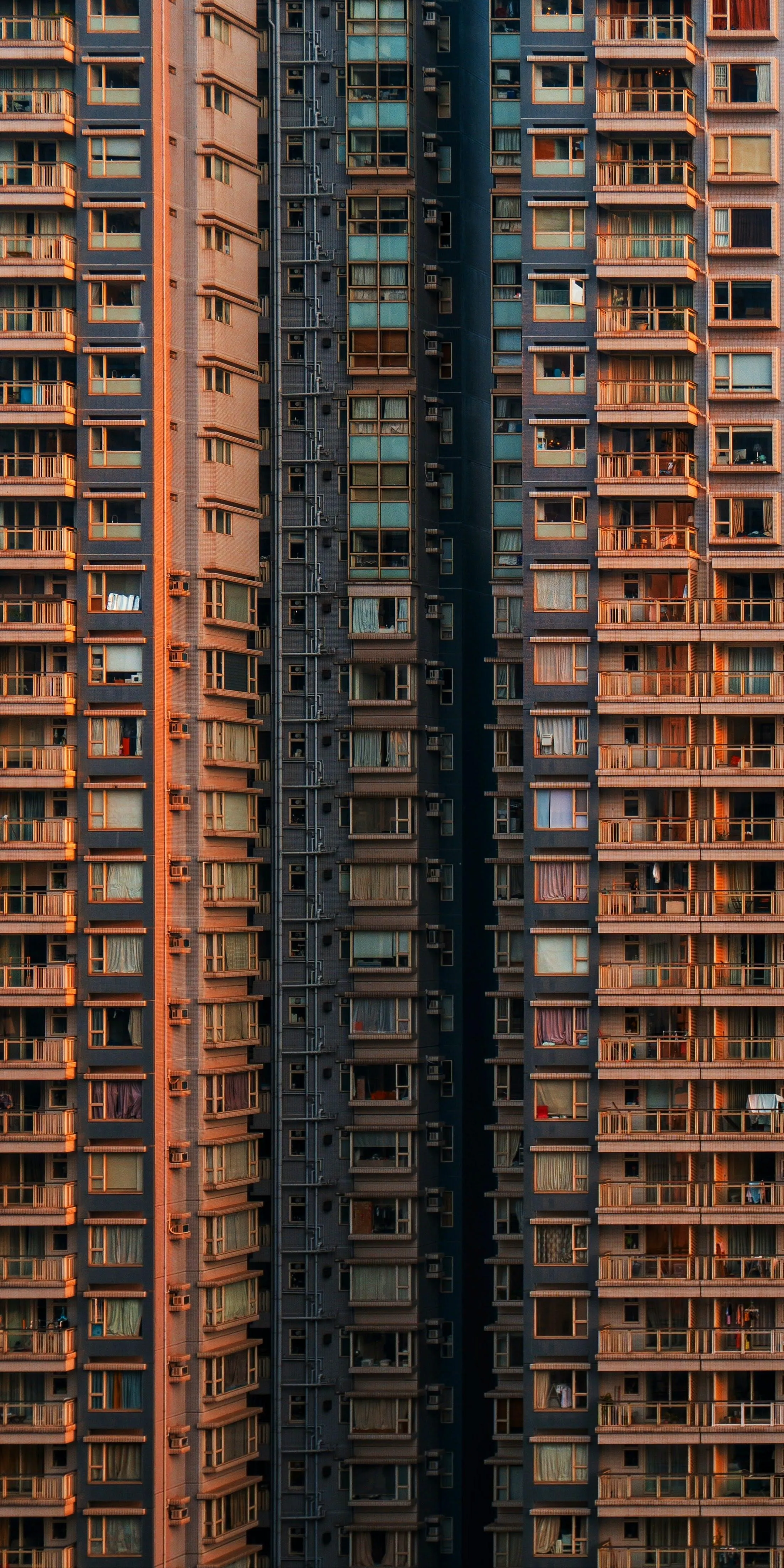 High Rise Apartment Building with Orange Pattern Image
