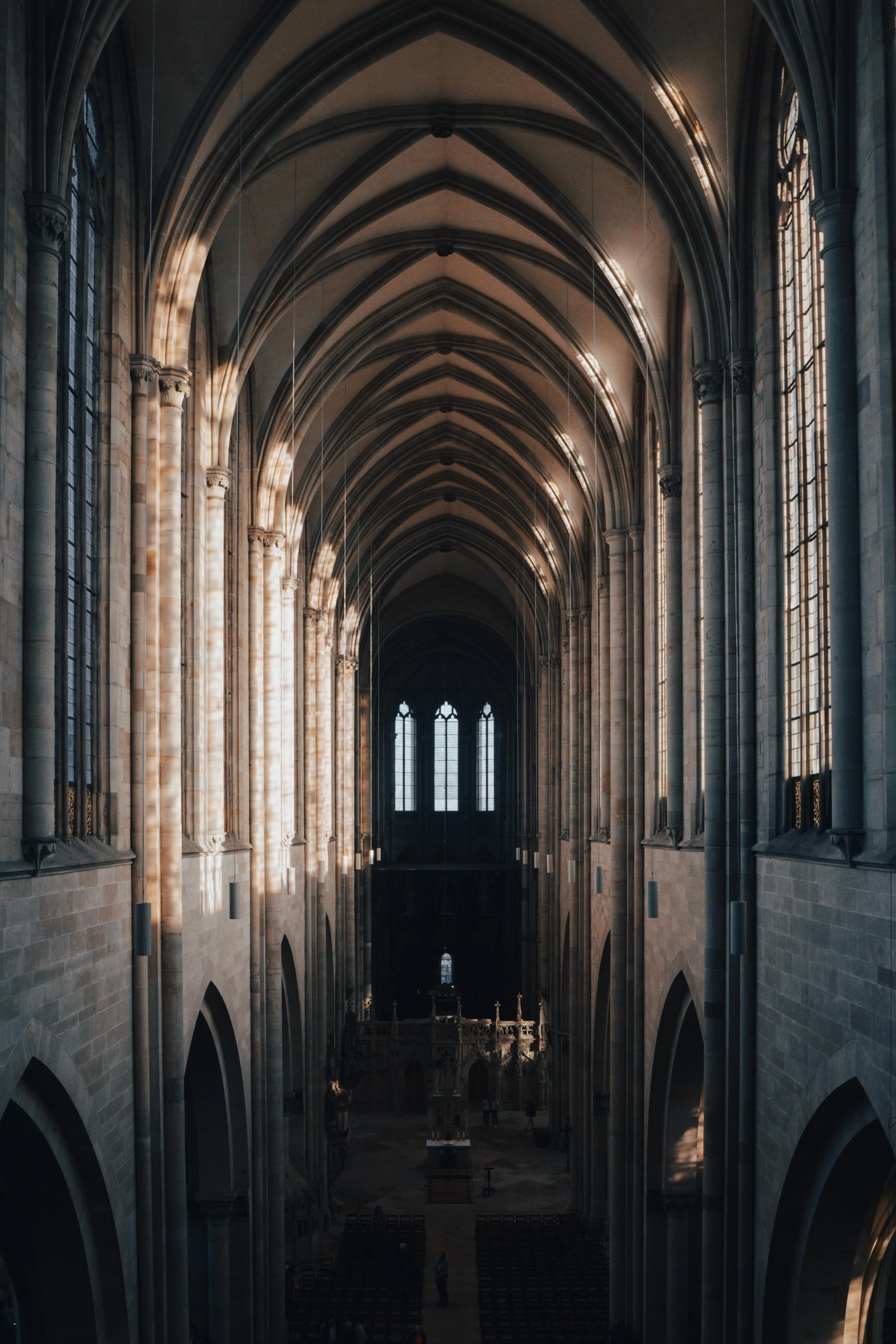 Historic Church Interior with Tall Columns and Light