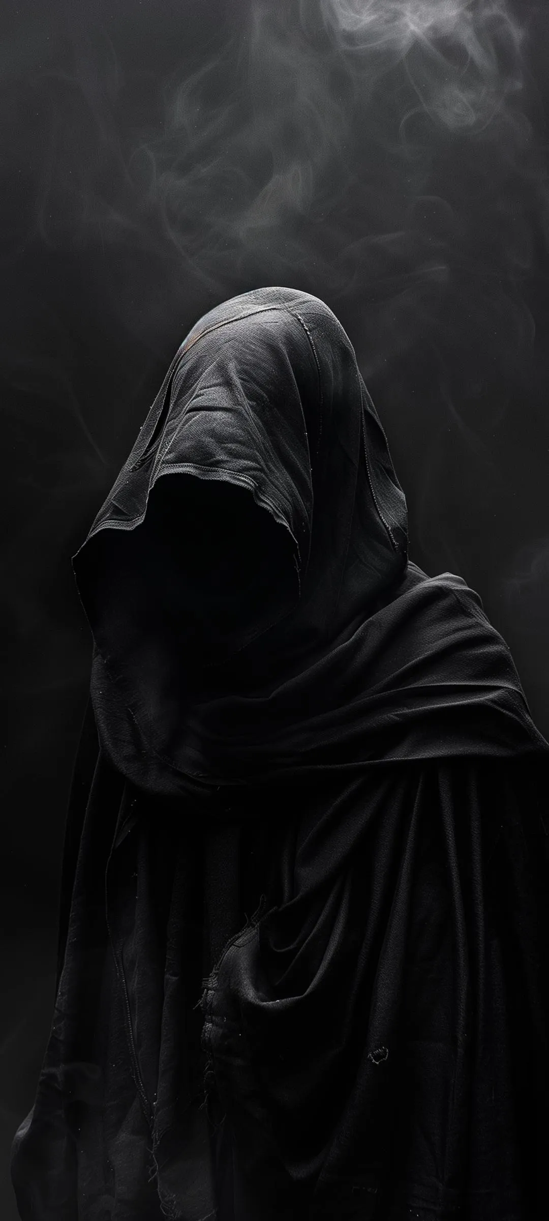 Hooded Dark Figure in Shadows Conceptual Art Wallpaper