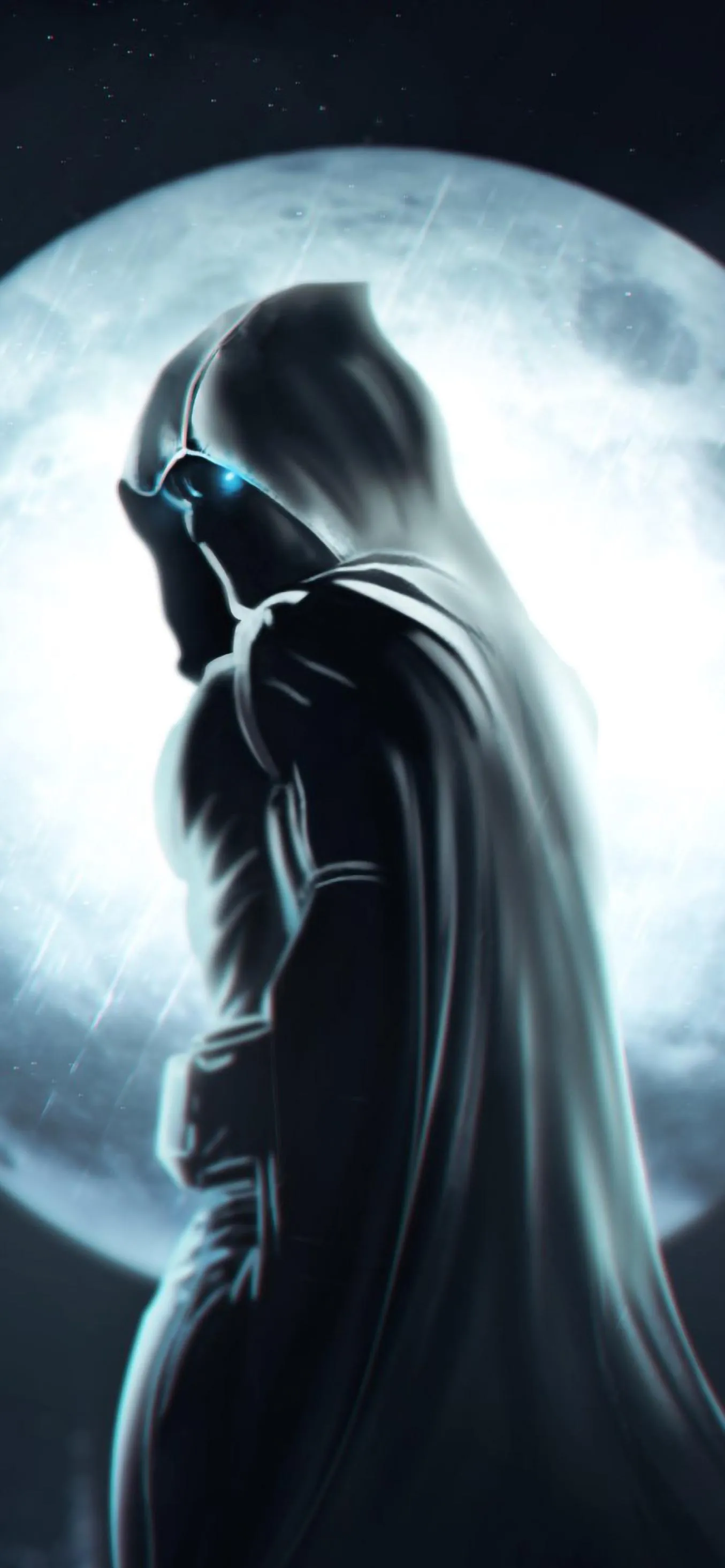 Hooded Dark Figure Standing in Foggy Background Wallpaper