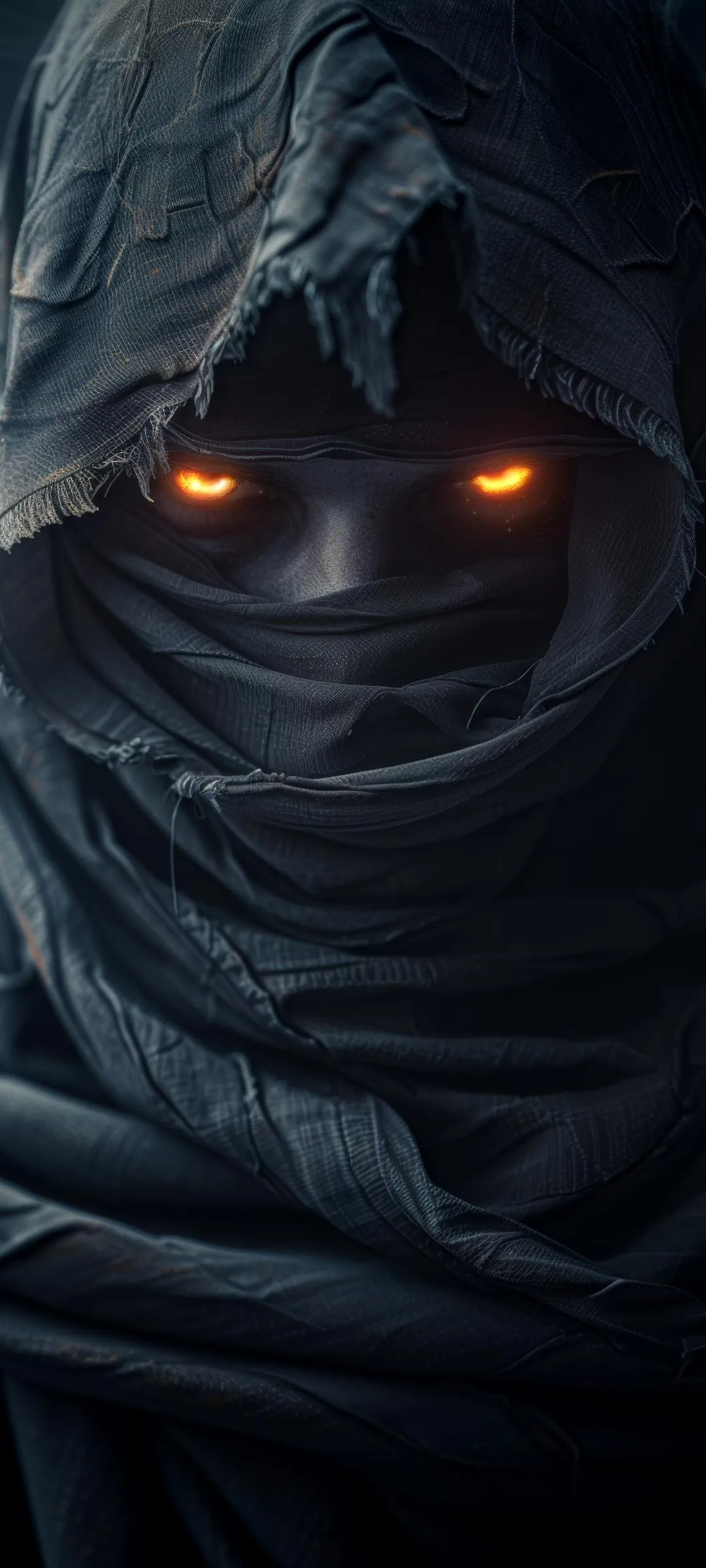 Hooded Figure With Glowing Eyes Mysterious Dark Aesthetic