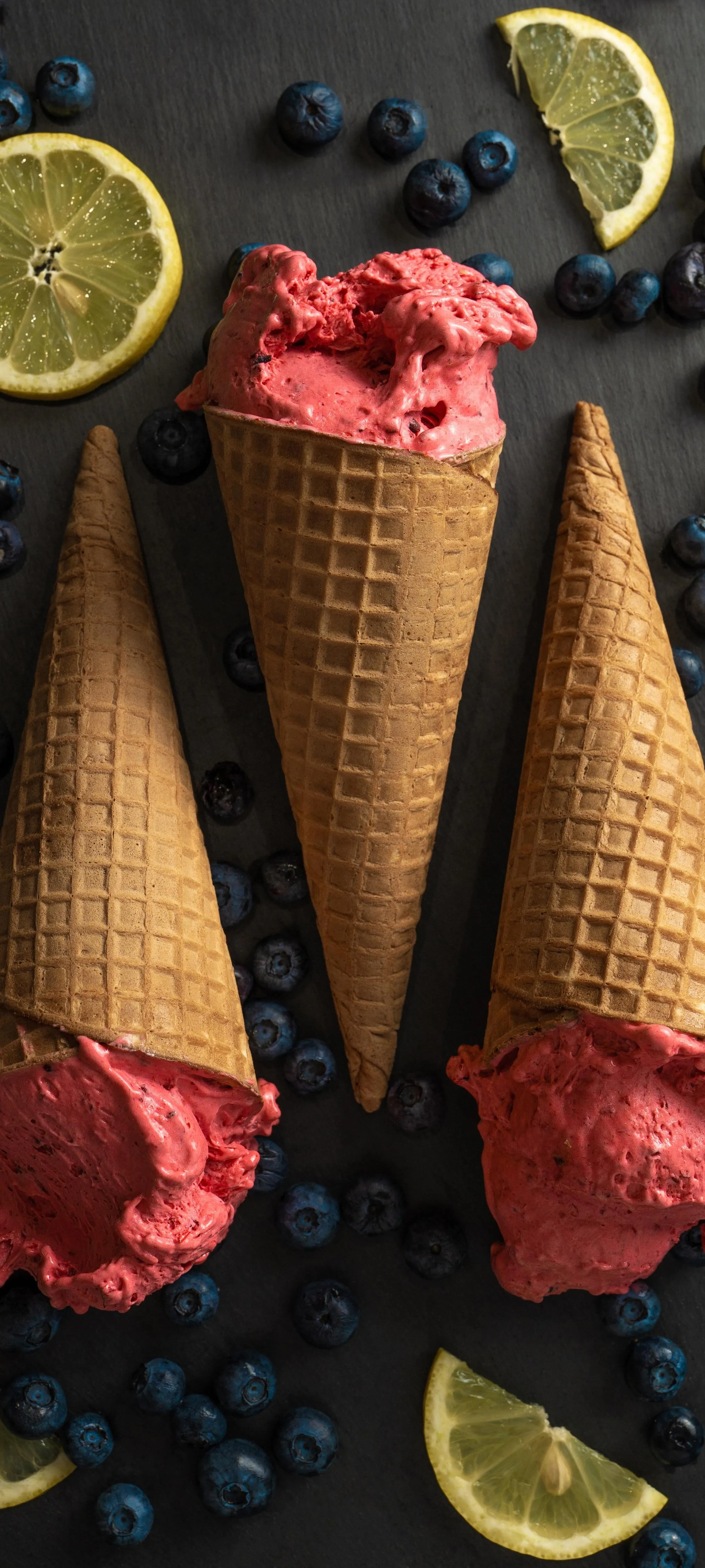 Ice Cream Cones with Flowers and Citrus Mobile Background