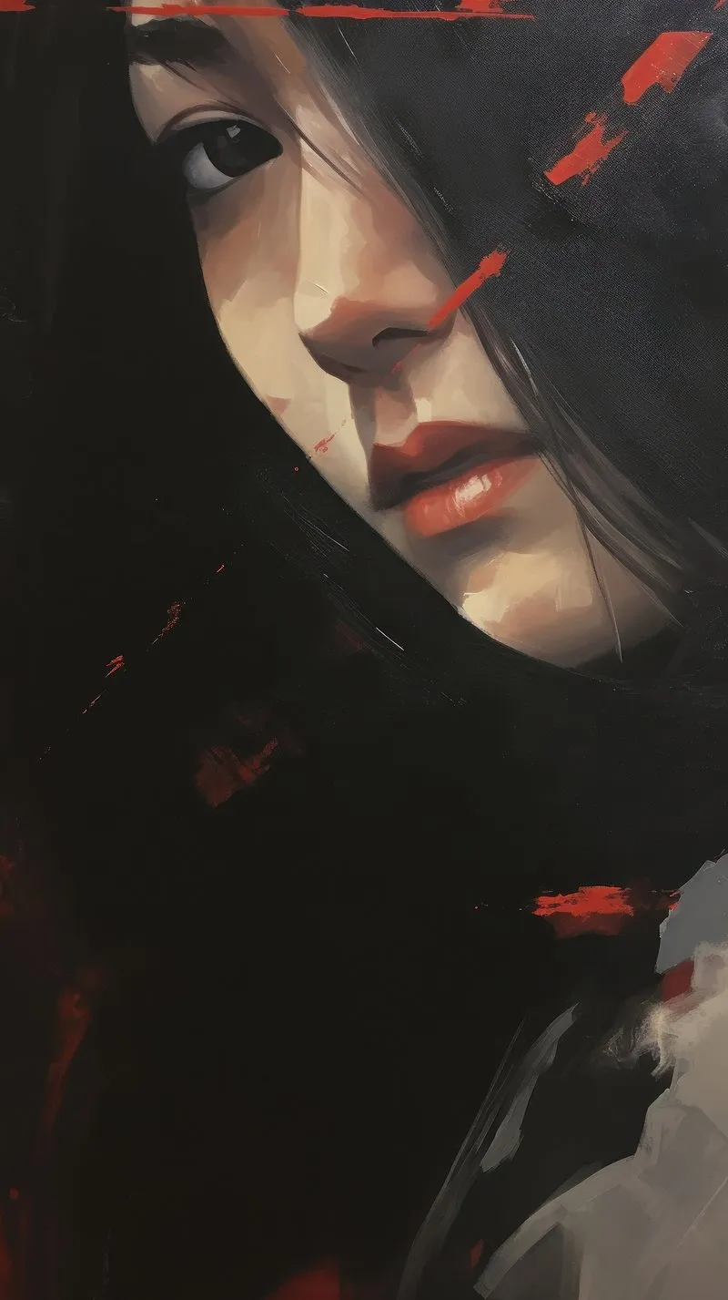 Intense Close Up of A Woman Face with Dramatic Lighting