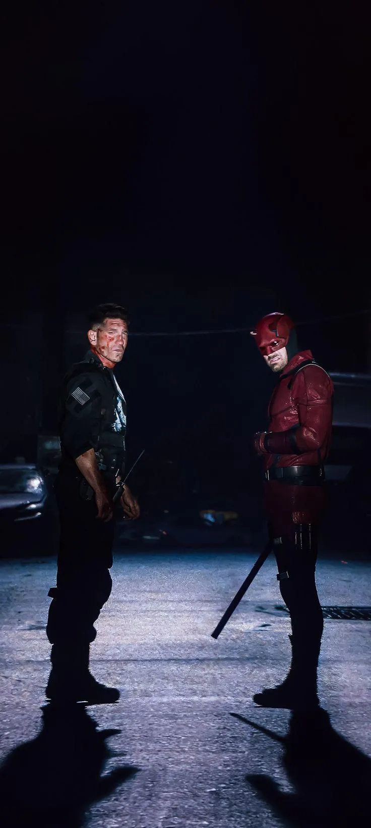 Intense Night Standoff Between Two Vigilante Heroes