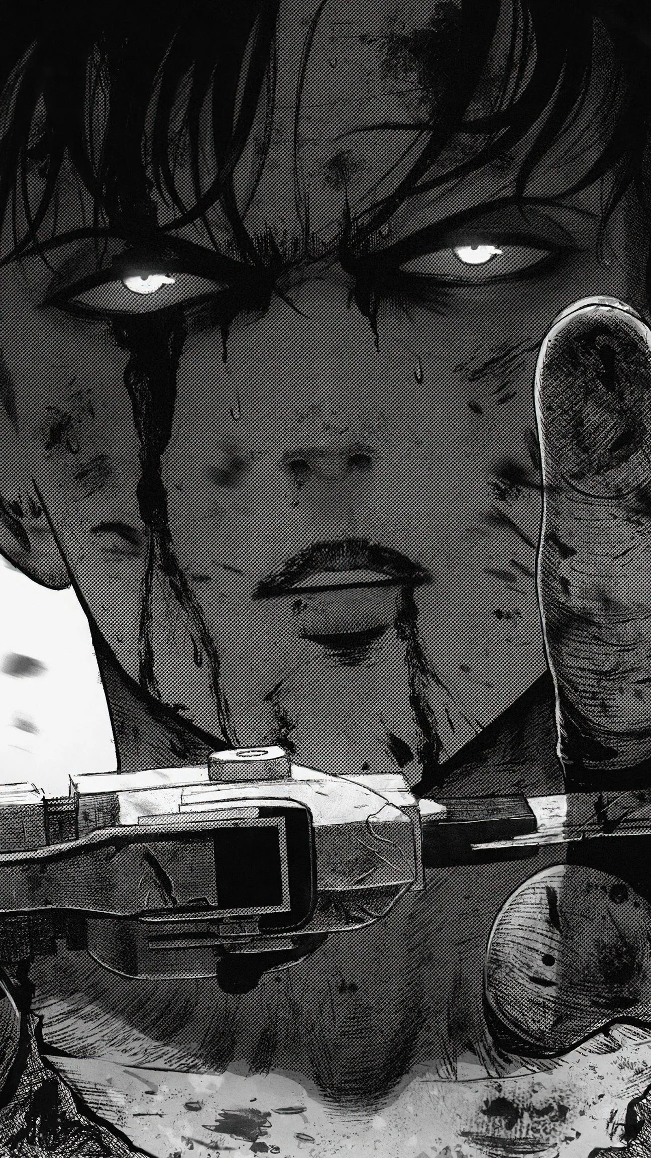 Intense Warrior Stands Bloodied and Unwavering in Battle