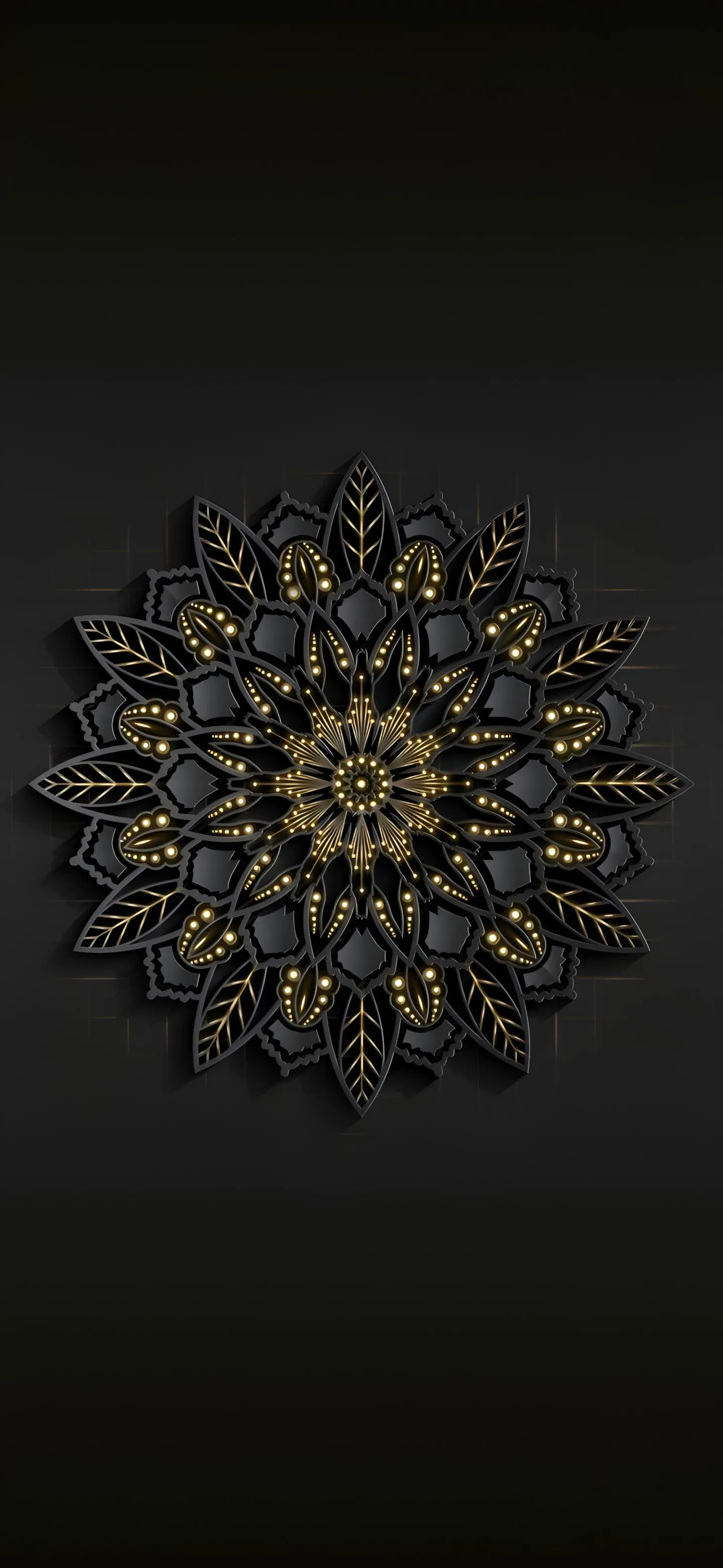 Intricate Golden Mandala on a Deep Black Background