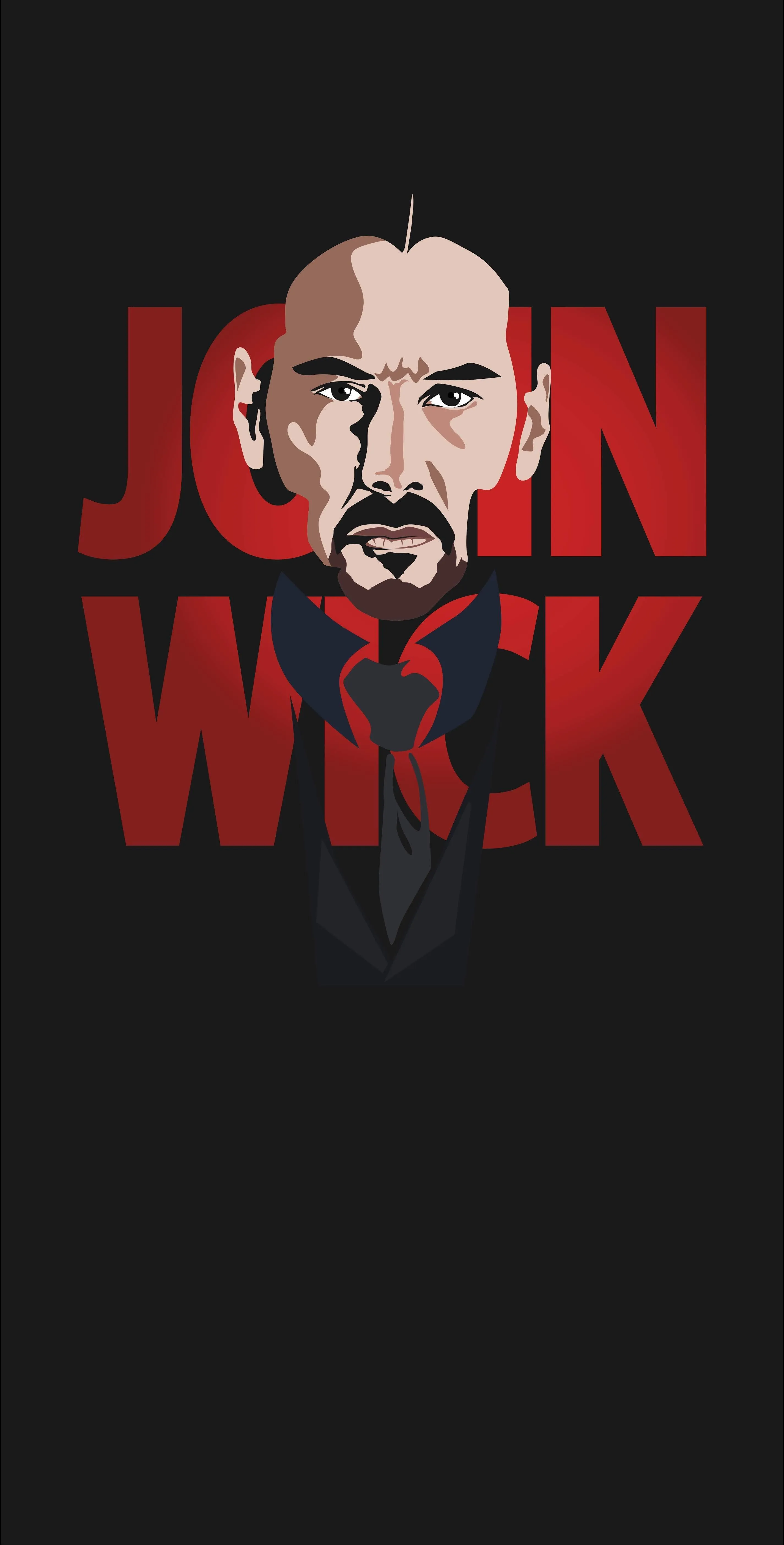John Wick Minimal Poster with Strong Face and Dark Theme