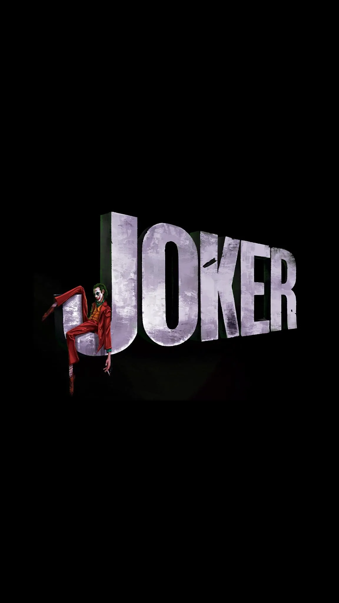 Joker Text Design on Dark Cinematic Background Wallpaper