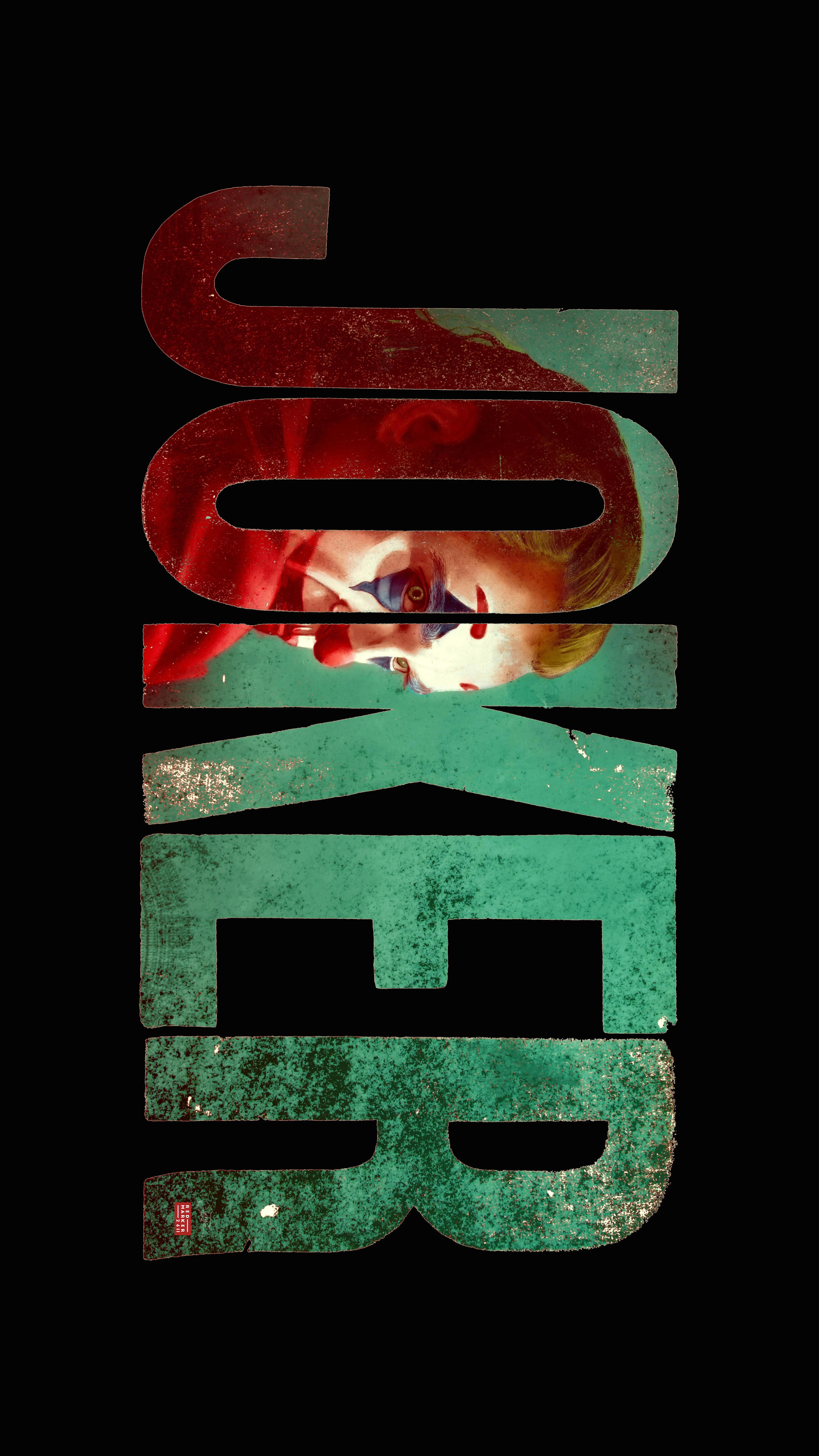Joker Text Graphic in Grungy Green and Red Theme for Mobile