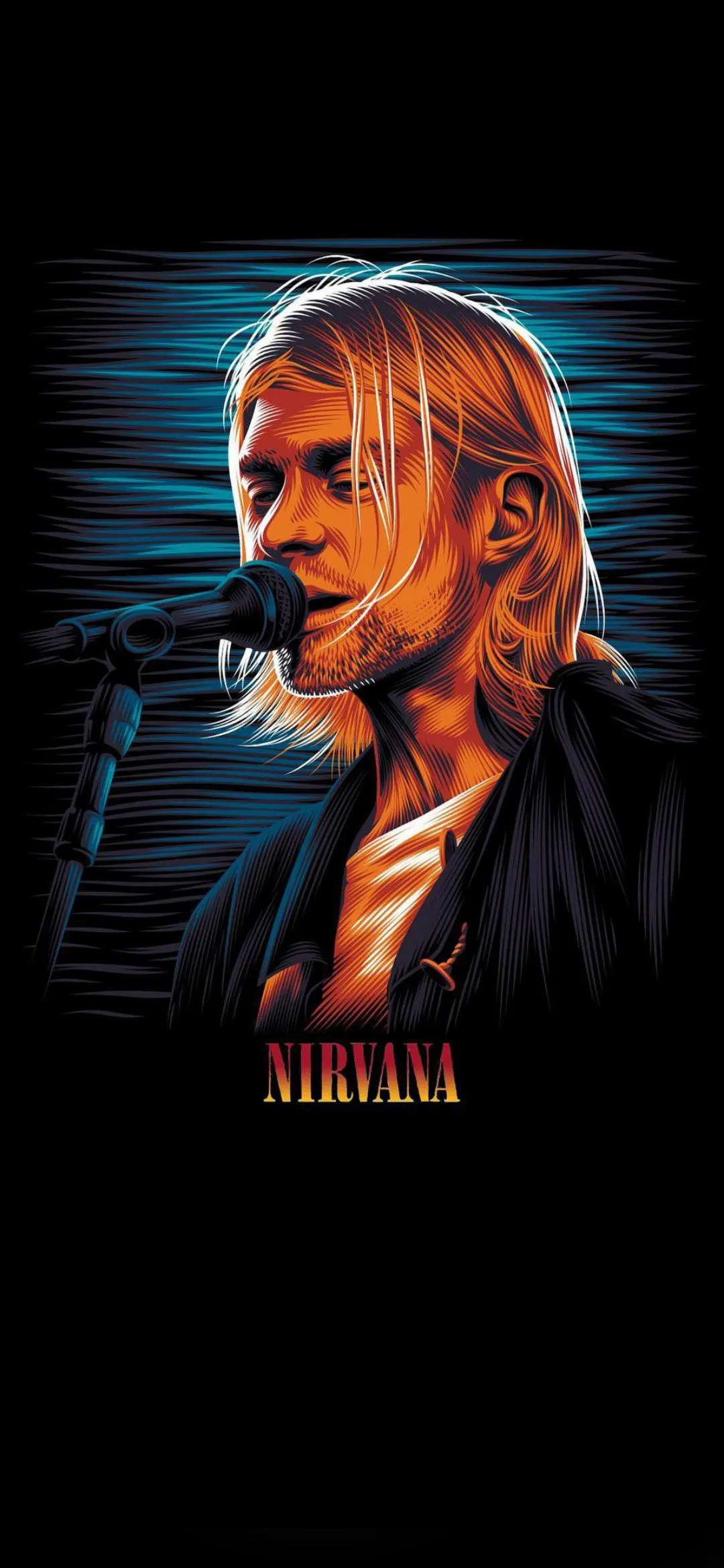 Kurt Cobain Performing Live in Iconic Nirvana Stage Art