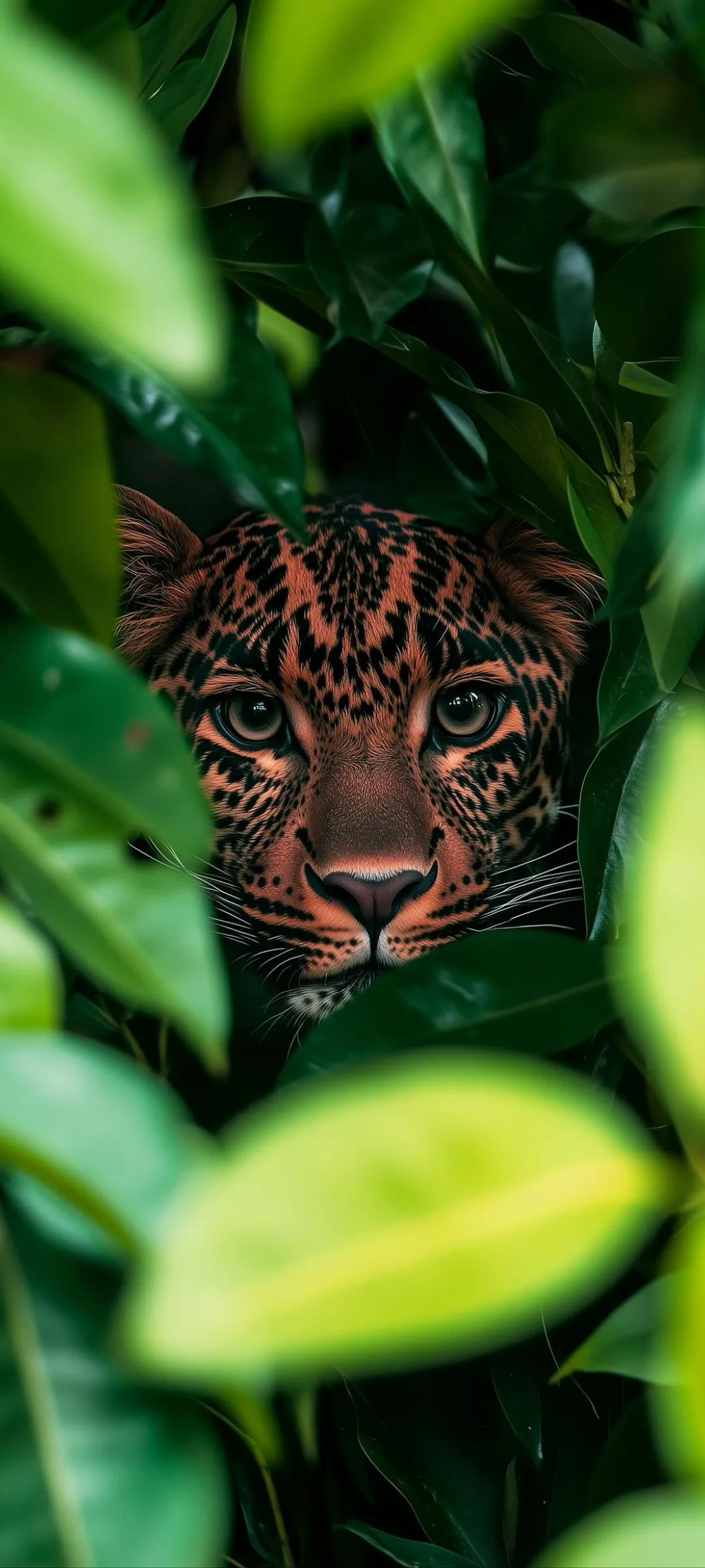 Leopard Camouflaged in Jungle Foliage Looking Alert image