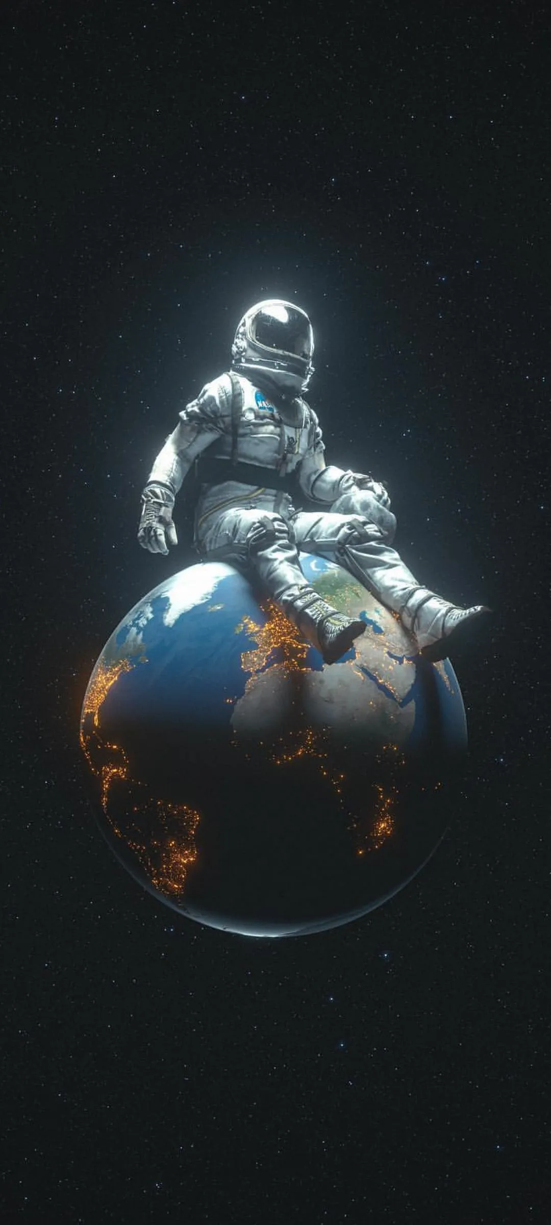 Lone Astronaut Floating in Deep Space Silence Wallpaper
