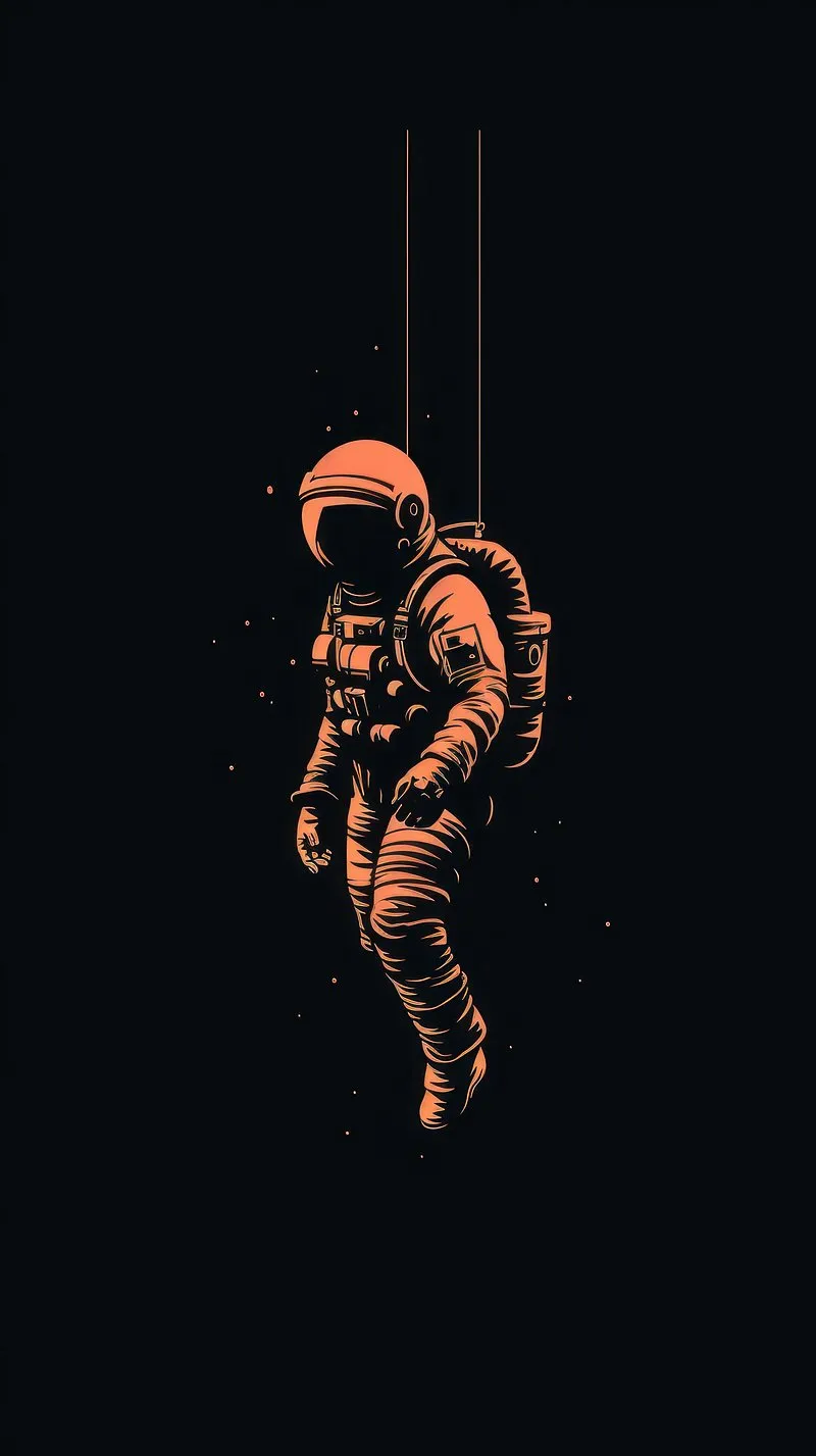 Lone Astronaut Hanging in Darkness With Soft Warm Lighting