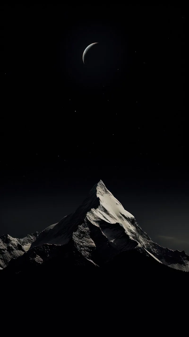 Lone Mountain Peak Rising Under a Clear and Quiet Moonlight