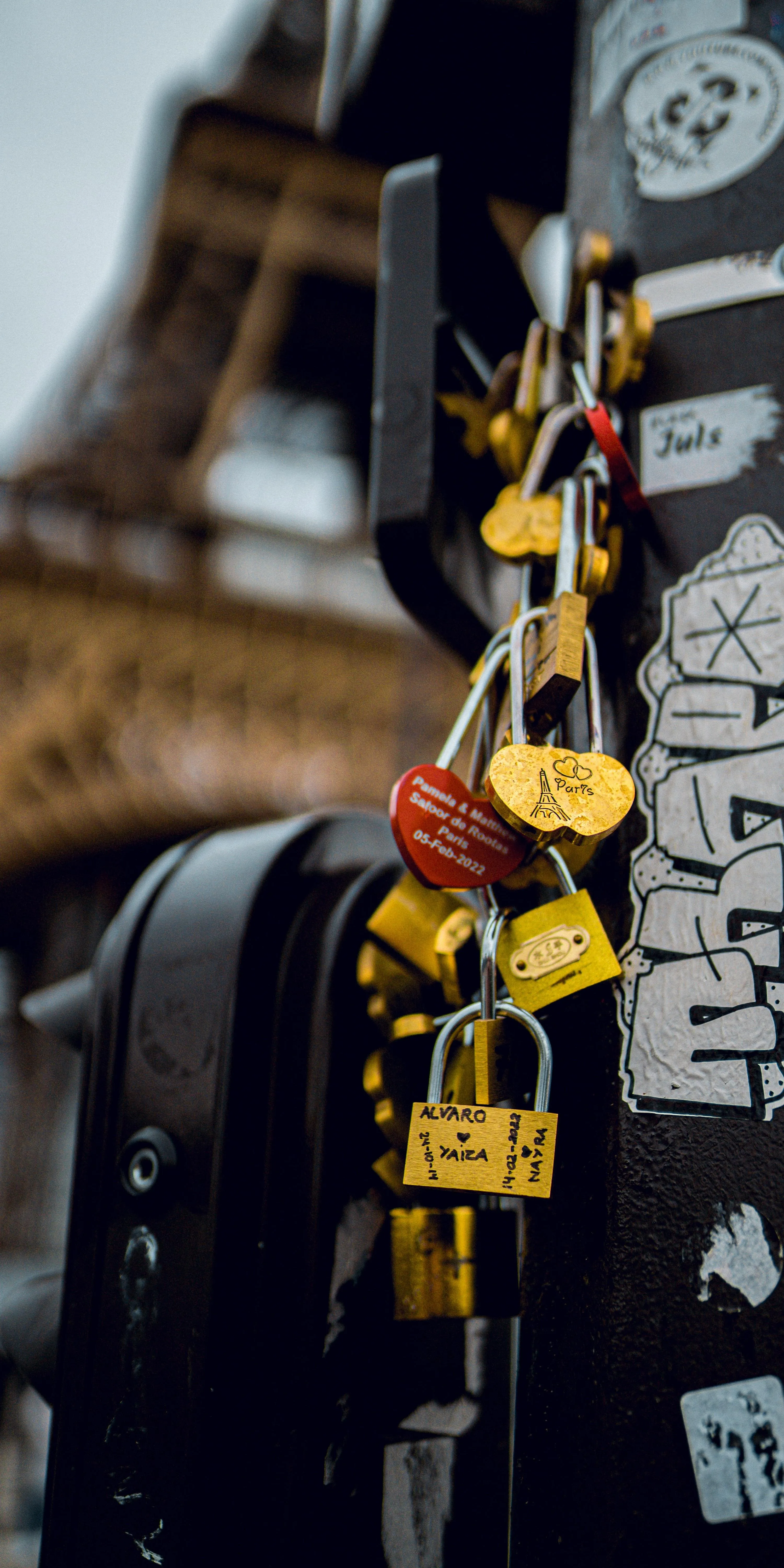 Love Padlocks Hanging Near Eiffel Tower in Paris Wallpaper