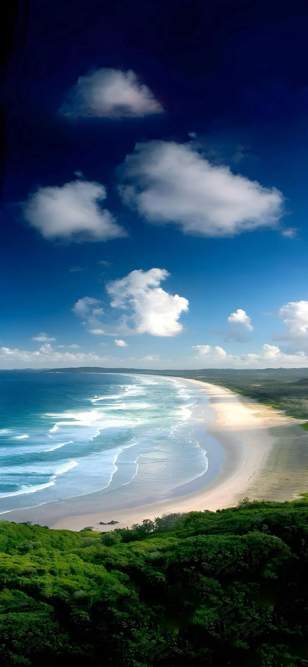 Lush Green Hills Under Bright Blue Sky and Clouds
