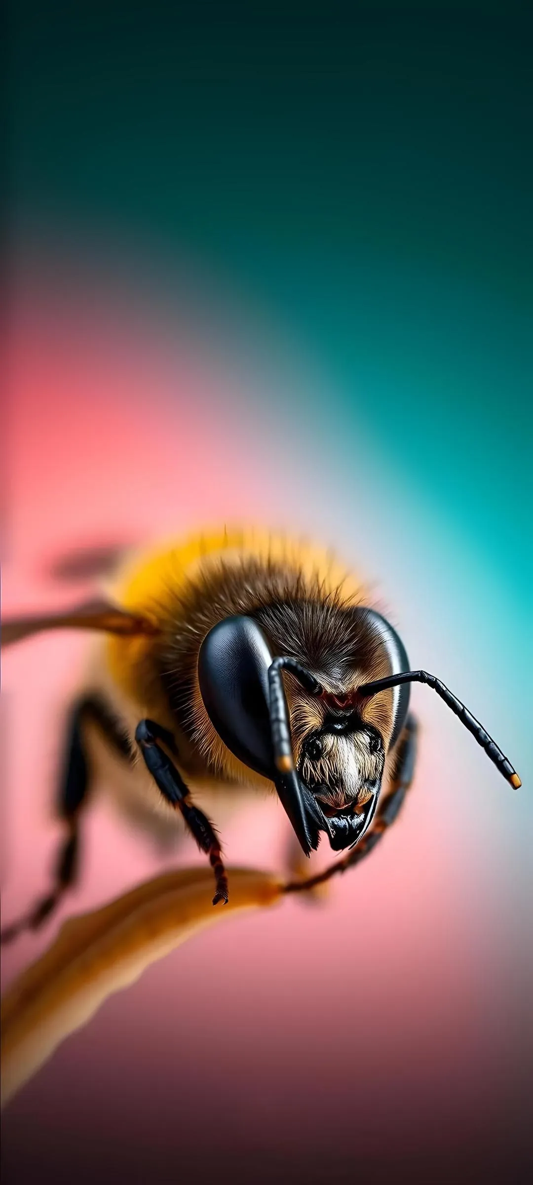 Macro Photography of Bee on Gradient Background Wallpaper