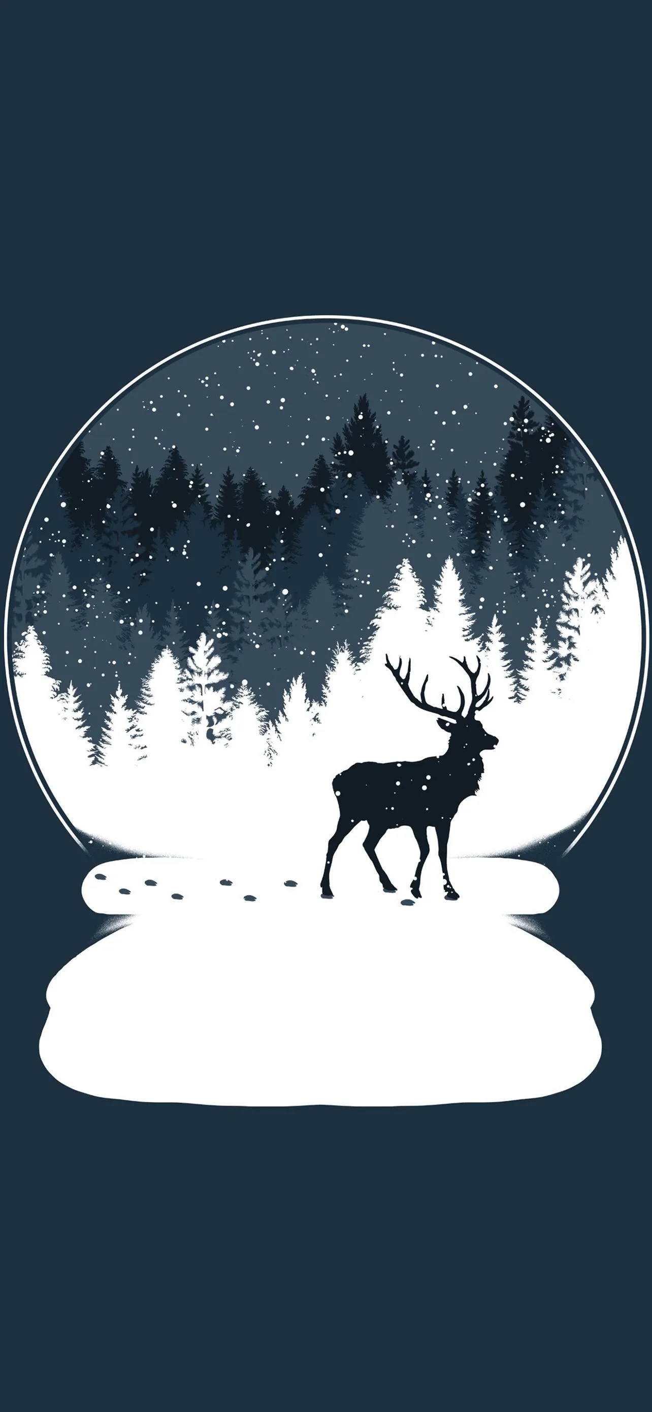 Majestic Deer Walking in Peaceful Winter Forest Scene