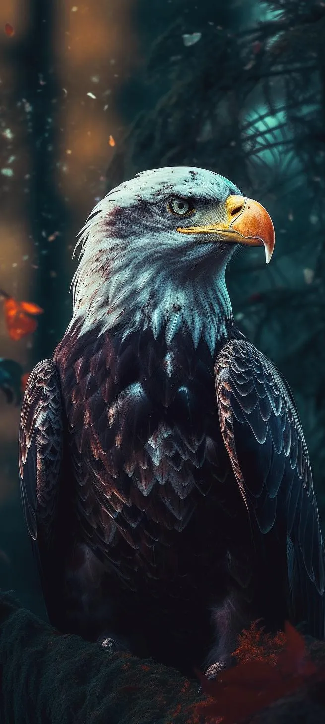 Majestic Eagle Portrait Dark Forest Mobile Wallpaper
