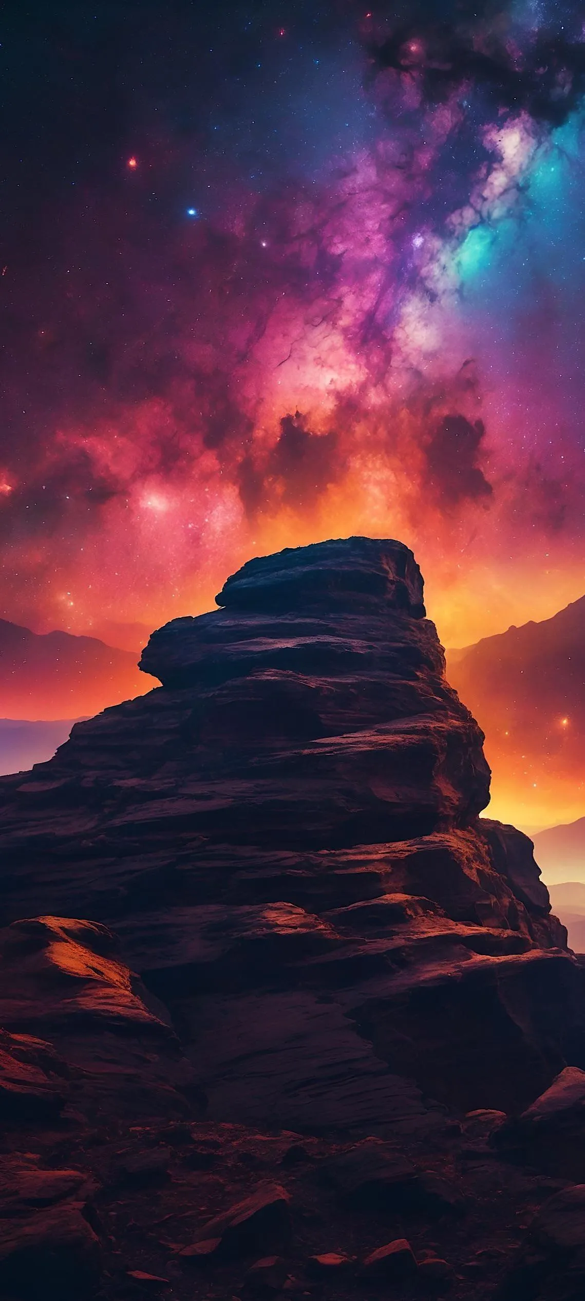 Majestic Mountain Against Colorful Sunset Sky Wallpaper