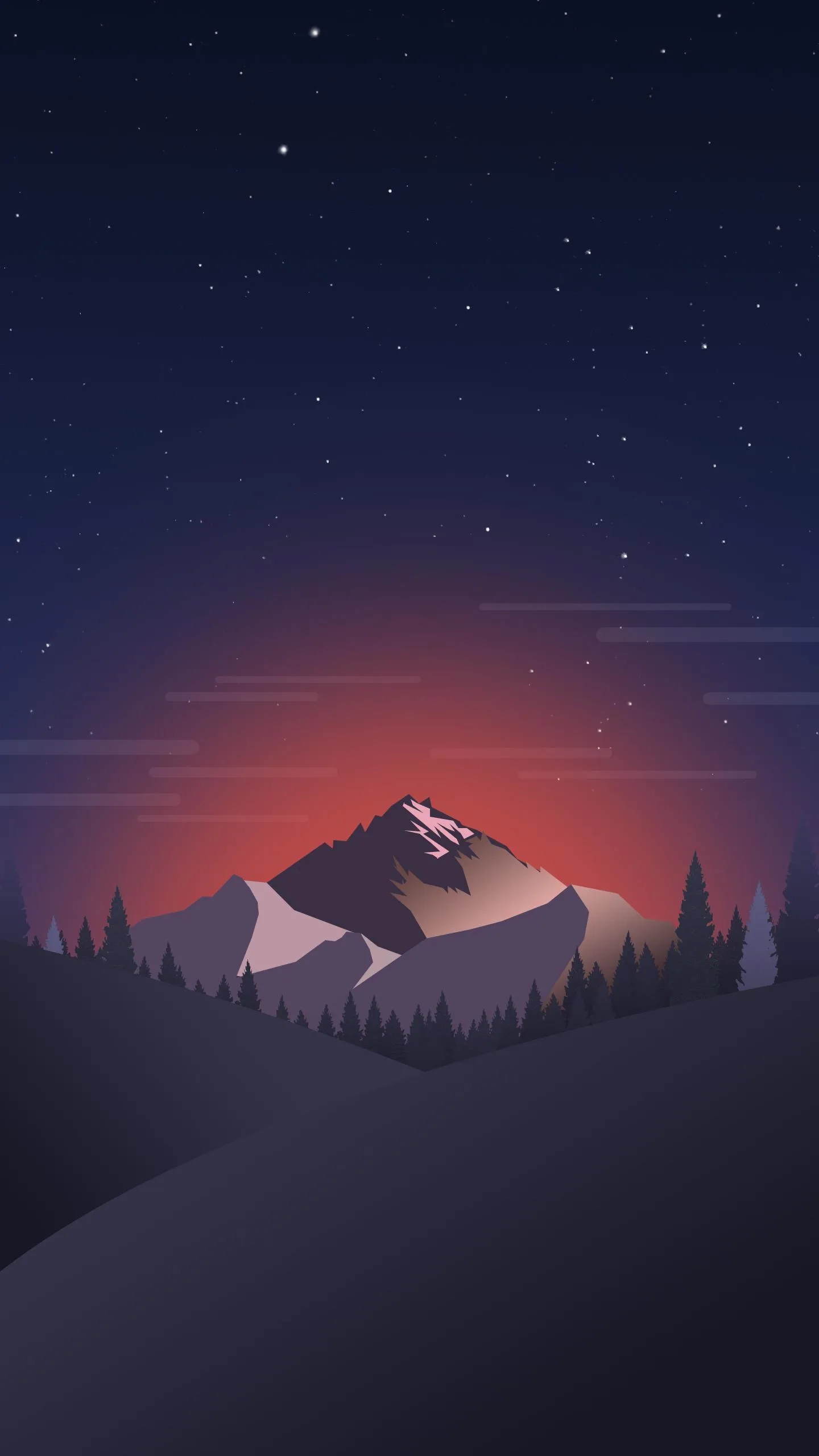 Majestic Mountain at Dusk under a Starry Sky Scene
