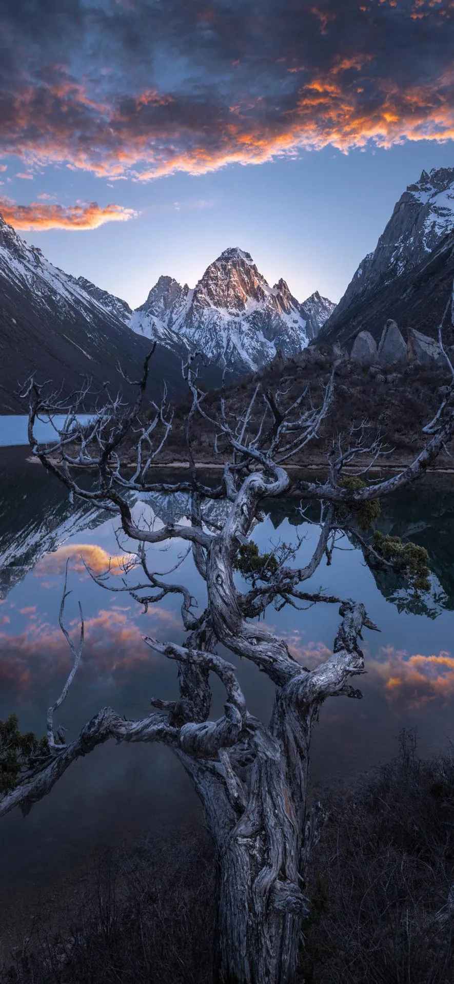 Majestic Mountain Valley at Sunset Reflects Nature