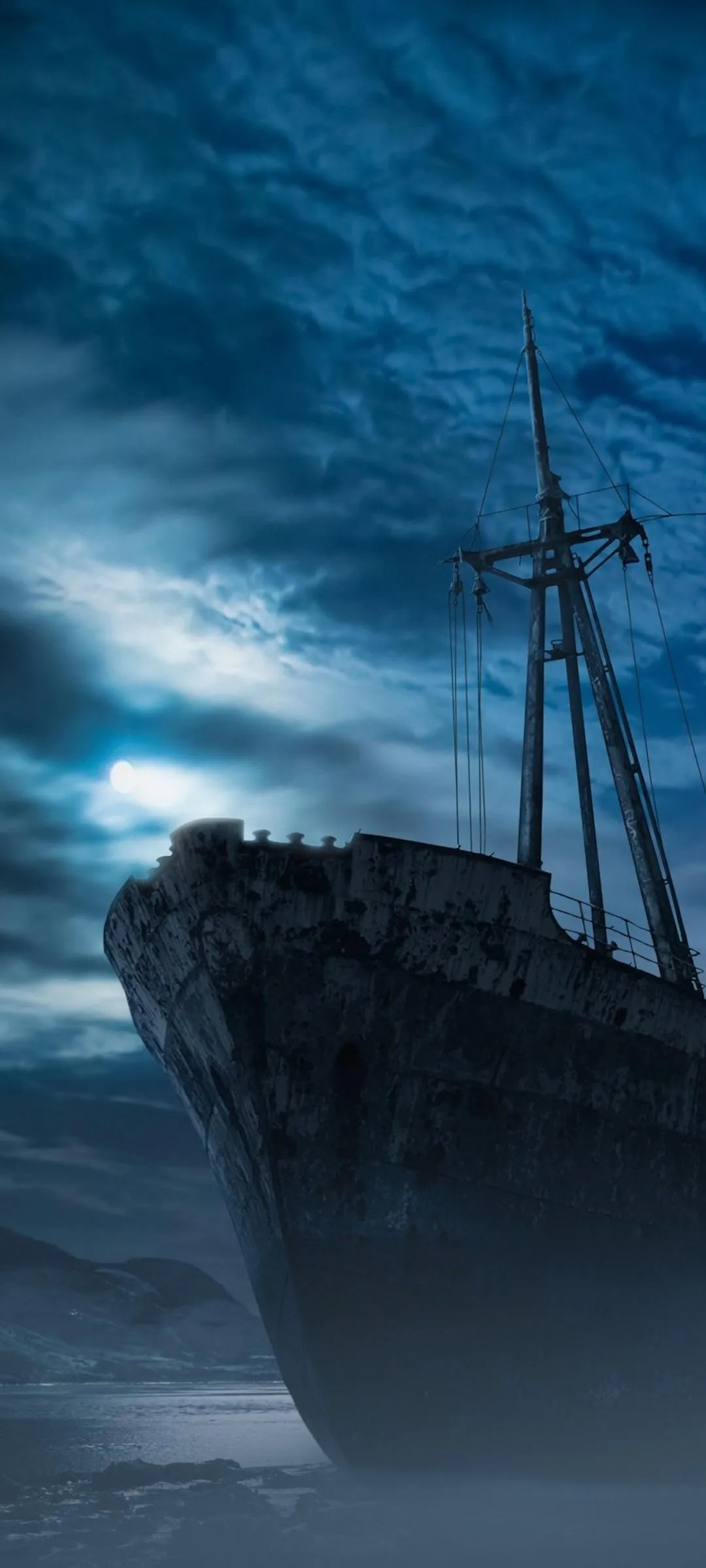 Majestic Old Ship Sailing Through Dark Waters Wallpaper