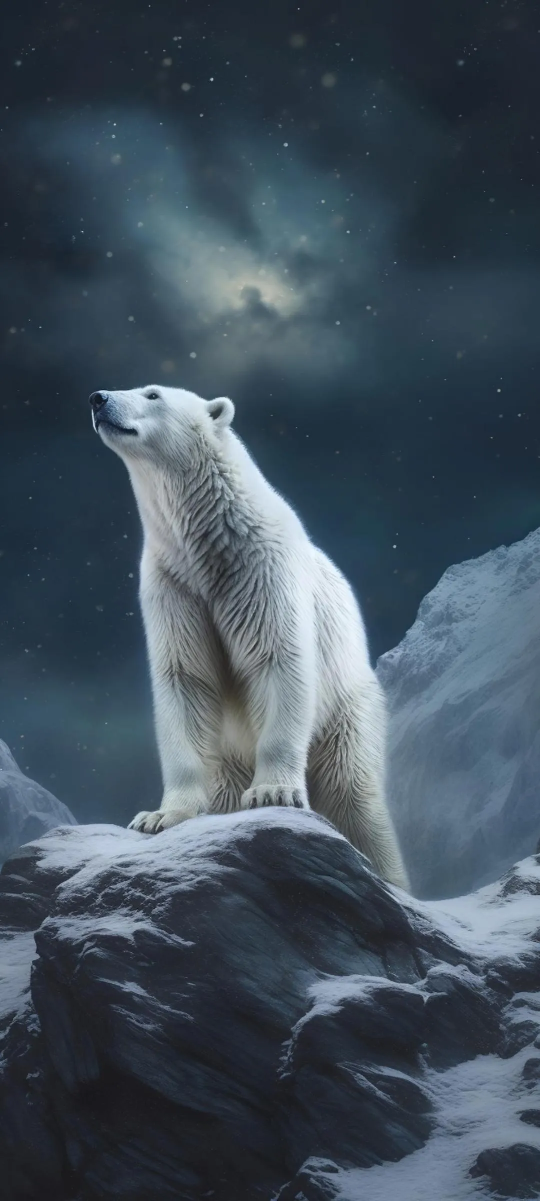 Majestic Polar Bear Standing On Ice In Arctic Scene