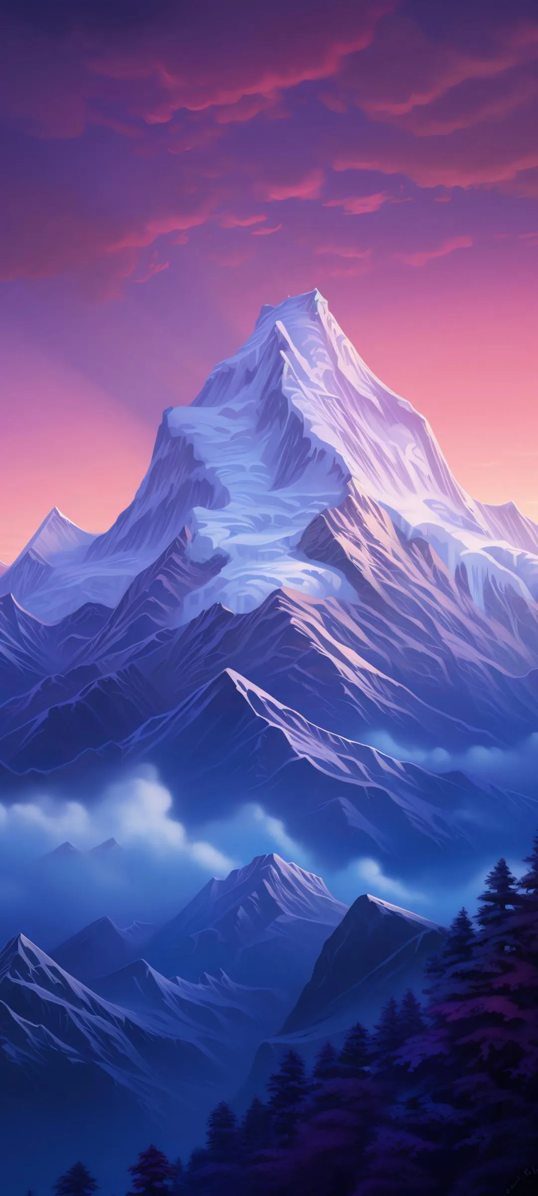 Majestic Snow Mountain Peak at Sunrise Free Wallpaper
