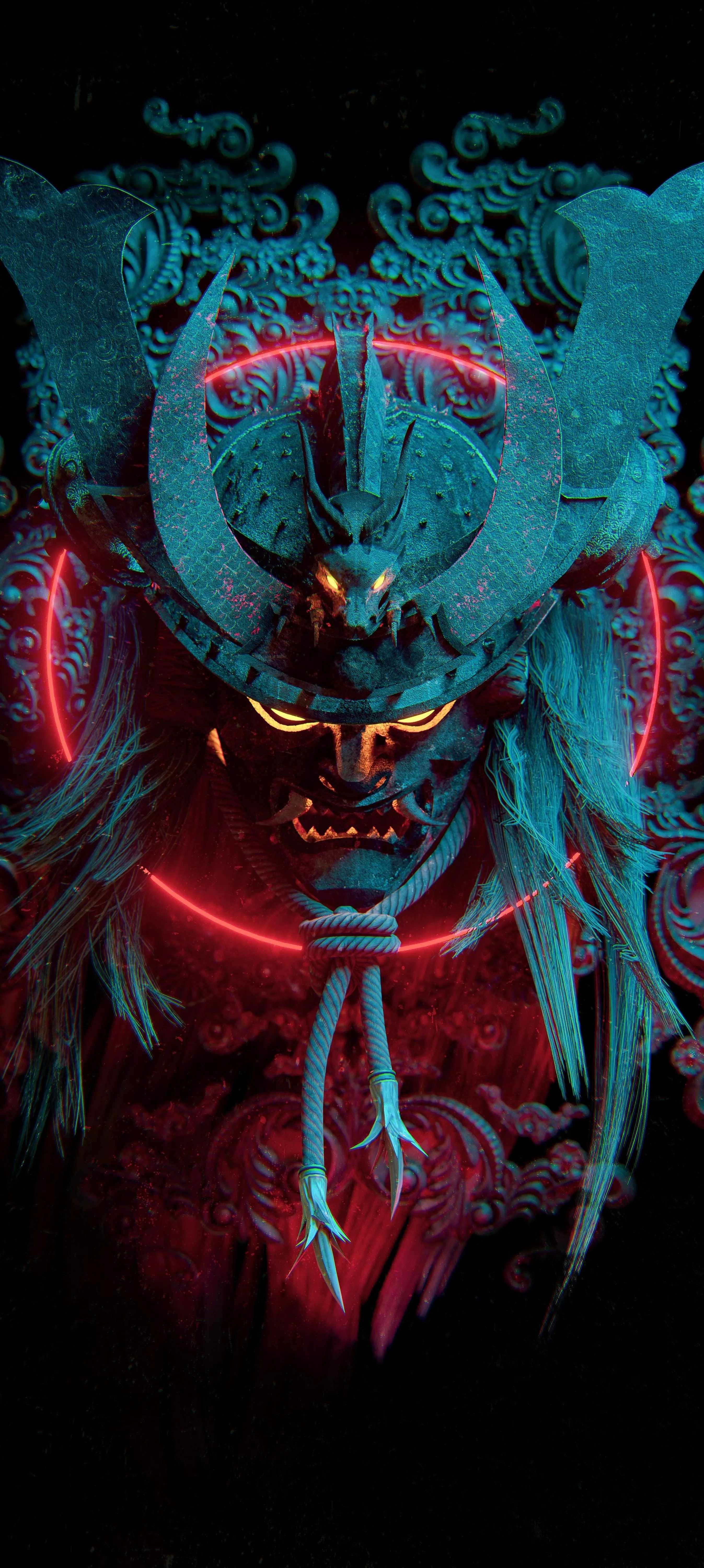 Masked Figure with Red Circle in Dark Background Image